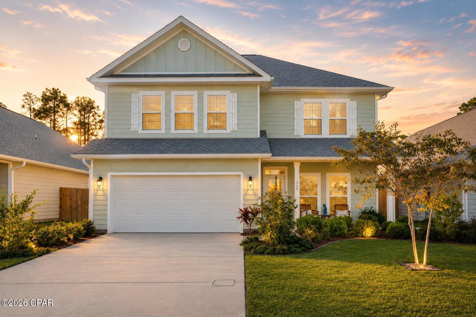 *CURRENTLY UNDER CONTRACT, SELLER WILL CONSIDER BACKUP OFFERS* 

4BR/3.5BA Azalea floor plan in Emerald Cove Villas. Assumable 2.5% VA loan and paid-off solar panels. Built 2020. Over $58K Seller Upgrades! 

ASSUMABLE 2.5% VA LOAN AVAILABLE FOR QUALIFIED BUYERS PLUS FULLY PAID SOLAR PANELS CONVEY AT CLOSING. Welcome to 357 Emerald Cove Street, where modern coastal living meets exceptional value in one of Panama City Beach's most desirable newer communities. Situated on a premium lot in Emerald Cove Villas, this 4-bedroom, 3.5-bathroom Azalea floor plan offers approximately 2,470 square feet of thoughtfully designed living space. One of the home's most compelling advantages is the opportunity for qualified buyers to assume the existing VA loan with a 2.5% interest rate. In today's market, opportunities like this are increasingly rare. Adding even more value, fully paid-off solar panels to convey at closing, allowing the next owner to enjoy the benefits of energy-efficient living with fully-owned solar panels from day one. Designed for both everyday functionality and entertaining, the highly sought-after Azalea floor plan features a first-floor primary suite, providing privacy and convenience rarely found at this price point. The open-concept kitchen includes a center island, pantry, recessed lighting, an updated backsplash, and a newer refrigerator and flows seamlessly into the dining and living spaces. Upstairs, three additional bedrooms are complemented by a spacious bonus living area that can easily serve as a media room, home offic

fitness space, or second gathering area. Move-in-ready improvements continue throughout the property. Upgraded interior paint, a security system, garage shelving, additional outdoor storage, and an outdoor shower enhance everyday living. Outside, professionally enhanced landscaping/hardscaping creates a welcoming backyard retreat complete with fruit trees including peach, lemon, and orange varieties. Stone accents, paver details, covered porches, and a fully fenced backyard with fruit trees backing up to preserve add both beauty and practicality.

Emerald Cove Villas has become a favorite among buyers seeking newer construction with convenient access to everything Panama City Beach has to offer. Located conveniently just north of the Hathaway Bridge, residents enjoy a community dog park, sidewalks, and street lighting, all with low HOA fees and a prime location just minutes from retail, dining, recreation, NSA Panama City, St Andrews Bay Marinas, the Panama City Beach Sports Complex, and the Gulf's sugar-white beaches and. The location also provides convenient access to NSA Panama City and Tyndall Air Force Base.

Offered at $455,000, this home delivers a combination of features that is increasingly difficult to find: newer construction, a flexible floor plan, fully-owned solar panels providing very low utility bill, a premium preserve-view lot, and the potential advantage of an assumable 2.5% VA loan for qualified buyers.

If you've been waiting for a large 4 BR Panama City Beach home that offers a great location, gorgeous curb appeal and style, thoughtful upgrades and energy efficiencies, 357 Emerald Cove Street deserves your attention. Schedule your private showing and experience firsthand why this home stands apart from the competition. Catch it while you can!