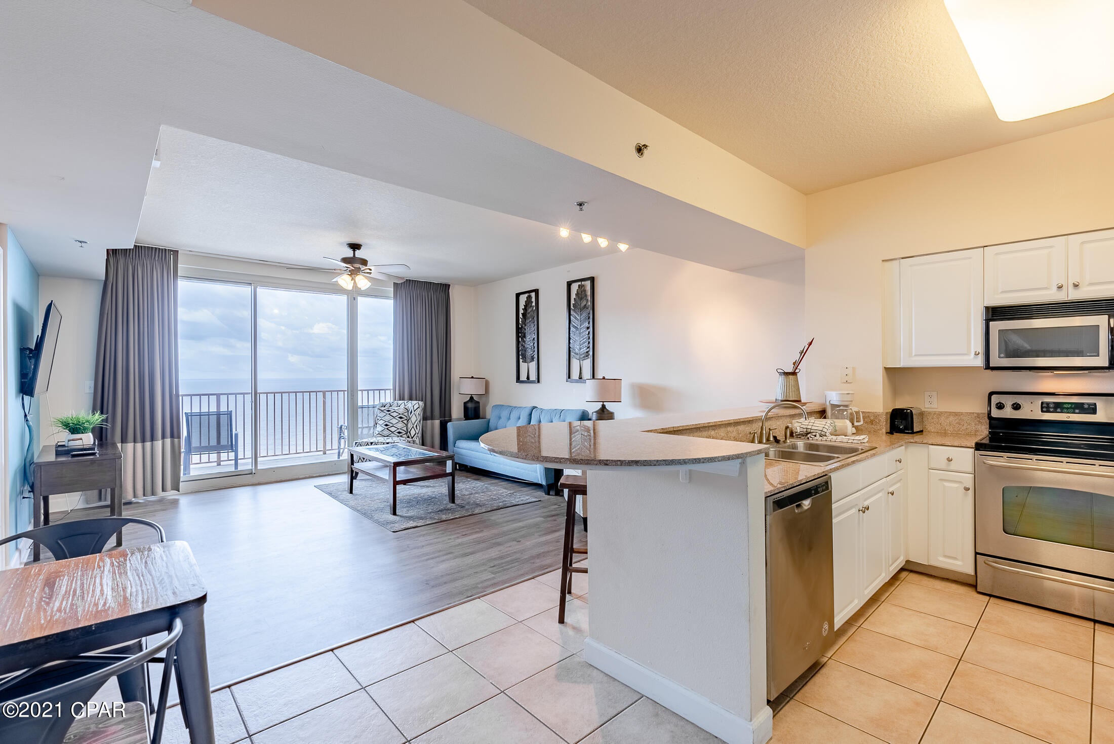 Enjoy stunning views of the Gulf of Mexico from the 22nd floor balcony that overlooks the magnificent lagoon style pool!  This beautiful condo offers the very popular ''C'' floor plan. Wake up to spectacular emerald green waters right from your comfort of the master bedroom ensuite, which is Gulf front. There's a private bunk room with an additional full bath that has a shower/tub combo. Some of the furnishings were recently purchased and the majority of the flooring has been updated with vinyl plank. The Shores of Panama is a beautiful resort with numerous amenities including, an indoor pool, whirlpool, exercise room, coffee shop and much more.