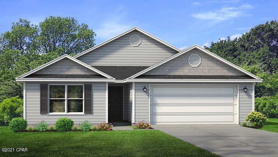 Welcome to the Bridge Harbor Community! Located just minutes to shopping, dining and Tyndall AFB is this Ryder floorplan. Constructed with a low maintenance vinyl siding and a reinforced concrete foundation with wire mesh and rebar. As you enter this home, you will find traditional 8' ceilings and vinyl sheet flooring throughout the main areas. Plush carpet with padding is in all bedrooms and hallways. The walls are orange peel texture and have quality paint.

Just off the foyer, you will find a hallway that leads to 2 bedrooms that features a Jack and Jill bathroom with laminate countertops and vinyl sheet flooring. The great room has a spacious opening to the kitchen and dining area that leads to a covered back porch that is perfect for a nice evening dinner. Pictures, photographs, floor plans, elevations, features, colors and sizes are approximate for illustration purposes only and will vary from the homes as built. Home and community information including pricing, included features, terms, availability and amenities are subject to change and prior sale at any time without notice or obligation. For Move-In/Completion Estimates: Ready dates are estimates only. Timing of completion of construction and buyer move-in are subject to contingencies contained in home purchase agreement and governing jurisdictions issuance of a certificate of occupancy and may change due to forces majeures and other delays or disruptions outside the reasonable control of the Builder.

Pictures may be of similar, but not necessarily of subject property, including exterior and interior colors.

This home is being constructed with the Zip Sheathing system, providing greater protection than a traditional housewrap from
damages due to wind, rain, and extreme weather.

This home comes standard with a Smart Home Technology package which includes a KwikSet keyless entry, Skybell doorbell,
automated front porch lighting, an Echo Dot device, and Quolsys touch panel which can be integrated to control your lighting,
thermostat, front door and so much more. A builder 10-year structural warranty is also included.