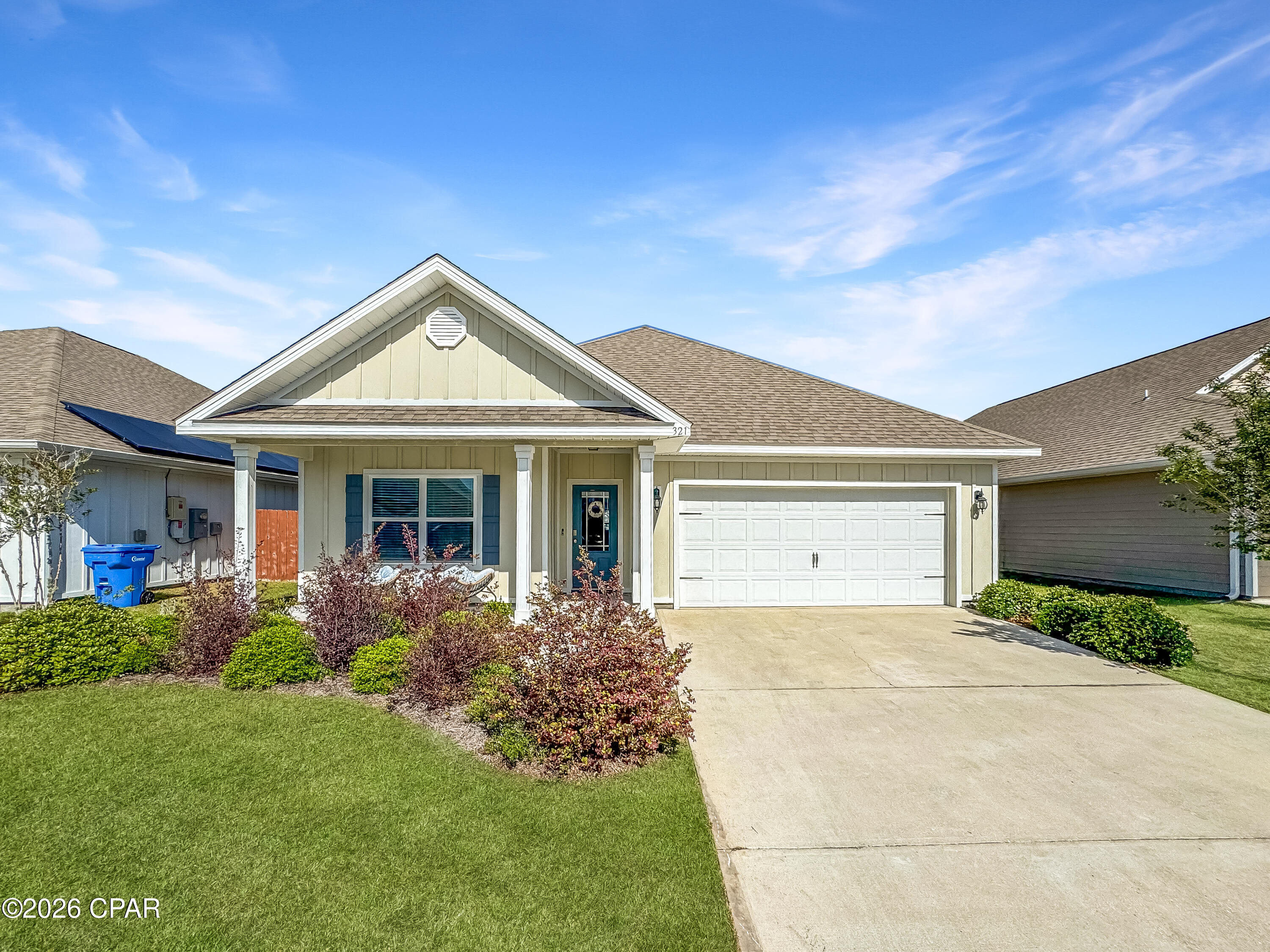 Beautifully maintained and move-in ready, this 4-bedroom, 2-bath Rhett floor plan offers peaceful pond views and a thoughtfully designed layout in the highly sought-after Bridge Harbor community. Ideally located just off Tyndall Parkway, you're minutes from shopping, dining, Tyndall AFB, and everyday conveniences.

Inside, the home showcases quality Horton upgrades, including luxury vinyl plank flooring, granite countertops throughout, tray ceilings, and crown molding. The spacious entryway welcomes you with two guest bedrooms and a full bath to the left, while a third bedroom and laundry room are tucked privately down the hall.

The heart of the home features an open-concept kitchen and living area, perfectly positioned to capture serene water views. The kitchen is equipped with granite countertops, a large island with breakfast bar and additional cabinetry, a walk-in pantry, recessed lighting, stainless steel appliances, and a dedicated dining space. The living room is highlighted by a double tray ceiling with crown molding, adding an elevated touch.

The primary suite offers a relaxing retreat with pond views, a tray ceiling, dual granite vanities, a garden tub, separate shower, and a spacious walk-in closet.

Bridge Harbor residents enjoy beautifully maintained grounds with sidewalks throughout, scenic ponds, a resort-style community pool with pavilion and BBQ area, a charming park centered around a historic oak tree, and access to the bay.

This home blends comfort, style, and community amenities--schedule your private showing today.