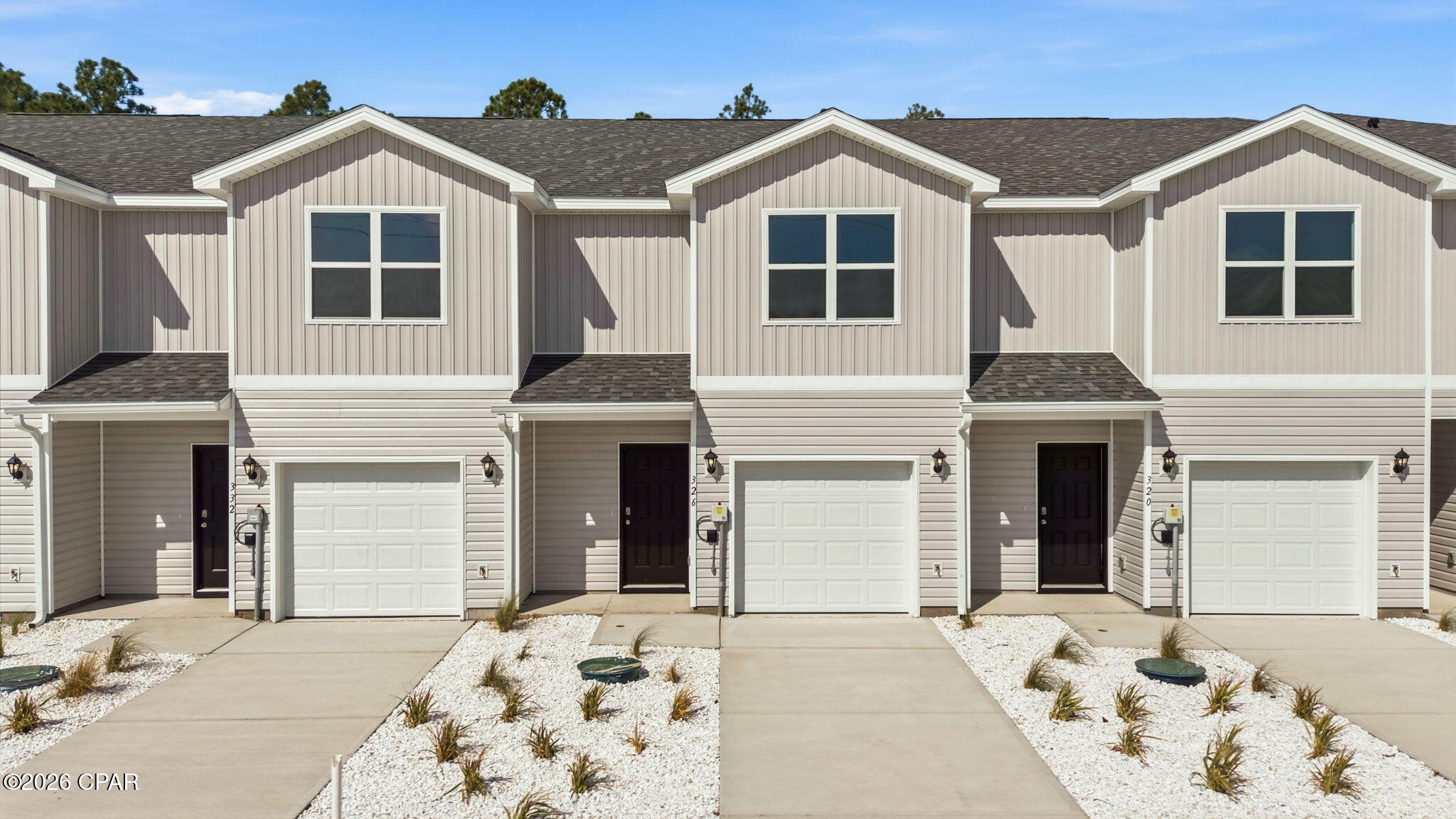 Welcome to the Sabal plan, a new home at Chateau Nemours located on the edge of Port Saint Joe, Florida. This Sabal Townhome floor plan is an interior unit. These thoughtfully designed townhomes offer 3 bedrooms and 2.5 bathrooms with a 1-car garage. On the outside of these units, you will see quality vinyl siding exteriors, steel garage doors equipped with openers, weatherproof outlets, hose bibs, and Kwikset deadbolts on all exterior doors. As you enter inside, you will feel right at home with beautiful EVP flooring at your feet, leading you to the open living room and kitchen or the spacious upstairs. In the kitchen and bathroom, you will find gorgeous granite countertops, white cabinets with brushed nickel hardware, and stainless-steel appliances in the kitchen. Stay cool during the summers with energy-efficient cooling and heating systems, Low-E insulated windows with screens, and water-saving elongated toilets. For added security, every home comes equipped with Smart Home Technology, including a Safe Haven Surveillance system, Skybell doorbell, Honeywell thermostat, and DEAKO Smart Switches. Rest assured with a one-year builder's warranty from D.R. Horton and a ten-year structural warranty through RWC. Located just 3 miles from Port Saint Joe, you will find all that this popular town has to offer in including shopping and local restaurants close by. Chateau Nemours is located just 11 miles to the exotic Cape San Blas peninsula where you'll find peace and quiet to enjoy a sunny day at the beach or get some fishing in at Indian Pass. The main feature of Chateau Nemours is the historic building that was relocated from another part of town and is now being remodeled into a luxurious restaurant. These townhomes are right around the corner from it as well as the community pool. This community will be one of the most talked about communities in the area. To learn more about Chateau Nemours, get connected with us today and see what this community is all about.