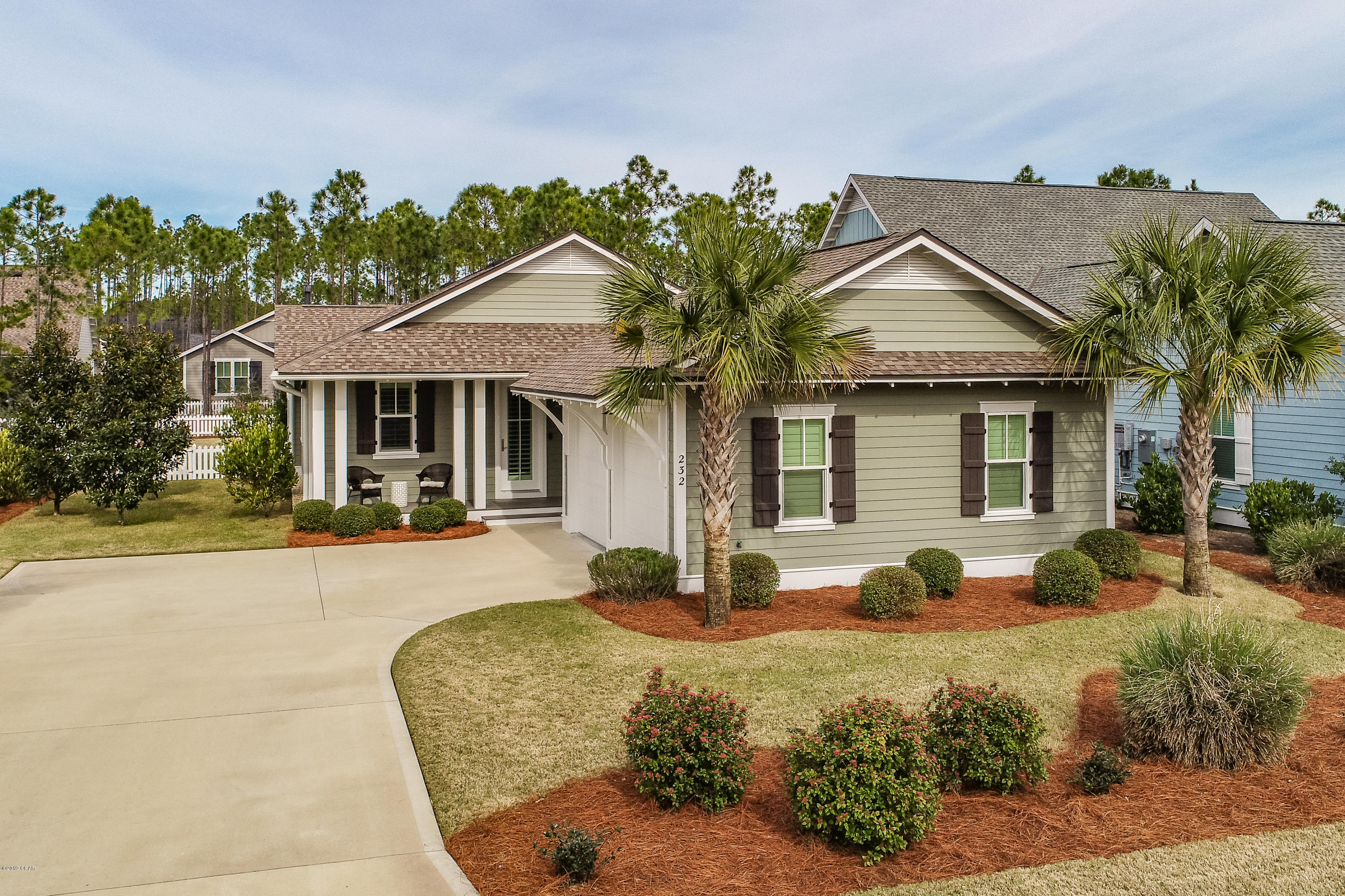 Impeccable home located in Watersound Origins. This beautiful 3-bedroom/3-bath home is over 2200 square feet and sits on a 70x140 foot water view lot. The open-concept layout highlights beautiful sight lines. Stone countertops throughout the kitchen and bathrooms, soft-close cabinets, walk in closets with wood shelving, and a dedicated home office. The fireplace is the focal point of the large living room, and plantation shutters throughout the home invite the natural sunlight in.

The huge master suite offers a luxurious bath with separate water closet, shower, a soaking tub and dual vanities. 

The large private outdoor space is perfect for entertaining with a screened in porch and a separate outdoor 34x10 paver patio complete with a firepit and a dining area.