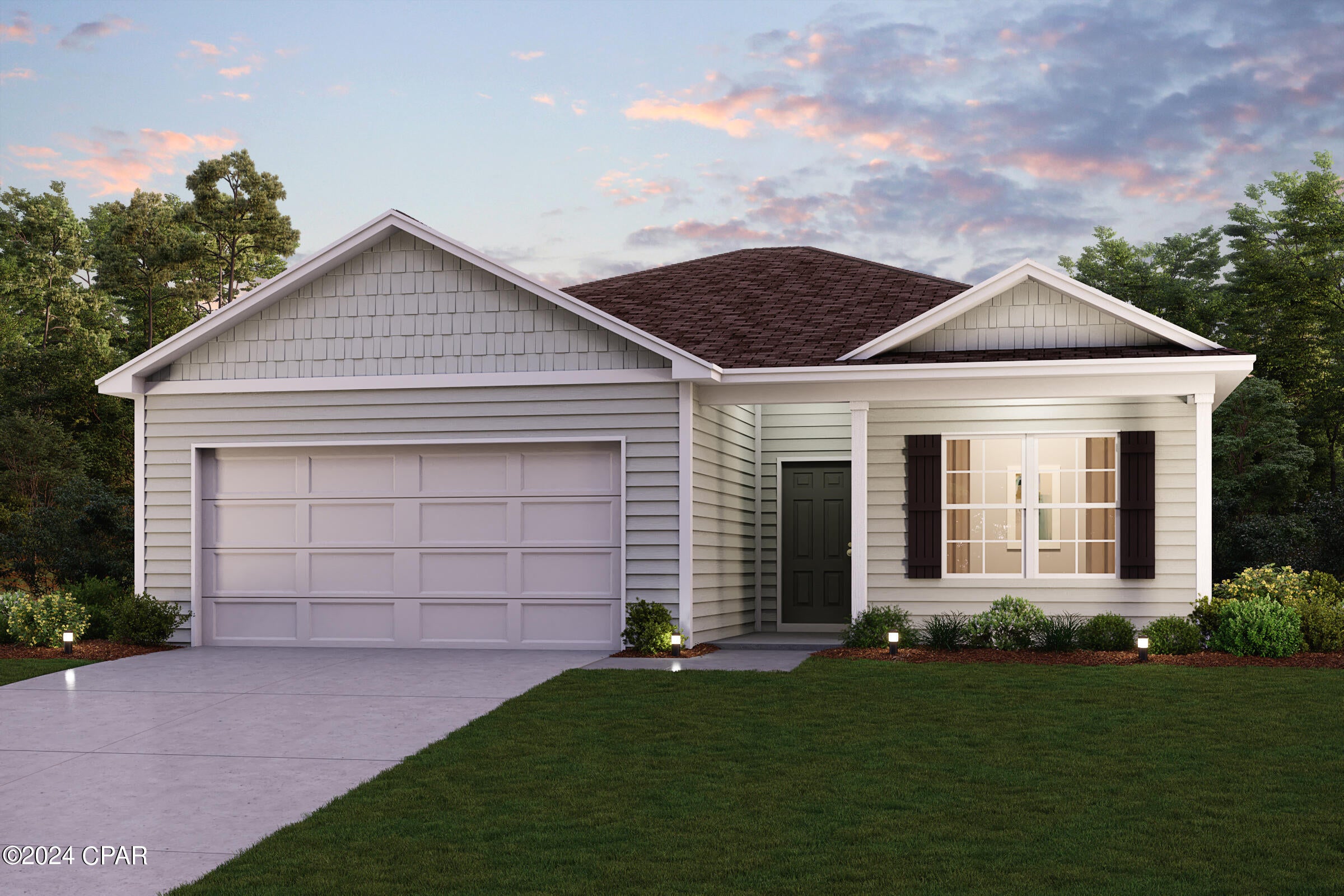 Discover Your Dream Home in the Sunny Hills Classic Community! The Beaumont Plan features a spacious open-concept design, seamlessly connecting the Living, Dining, and Kitchen areas--perfect for relaxation and entertaining. Natural light fills the home through Low E insulated dual-pane vinyl windows, highlighting elegant Shaker cabinets, quartz countertops and  stainless steel appliances, including an electric smooth top range, dishwasher, and over-the-range microwave in the kitchen. Retreat to the expansive primary suite with a private bath, dual vanity sinks, and a generous walk-in closet. This home also offers two well-appointed bedrooms, a thoughtfully designed secondary bathroom, and a serene patio--ideal for enjoying morning coffee or sunsets. Experience modern living at its finest in this beautiful Beaumont Plan home, where comfort meets style! 
Located just off Hwy. 77, 30 miles north of Panama City and 12 miles South of Interstate 10, Sunny Hills is the perfect place to call home! Sunny Hills is the largest platted subdivision in Northwest Florida and has nearly 4000 acres of green belts and natural preserves, multiple lakes with swimming and boat launch areas, and an 18 hole golf course.