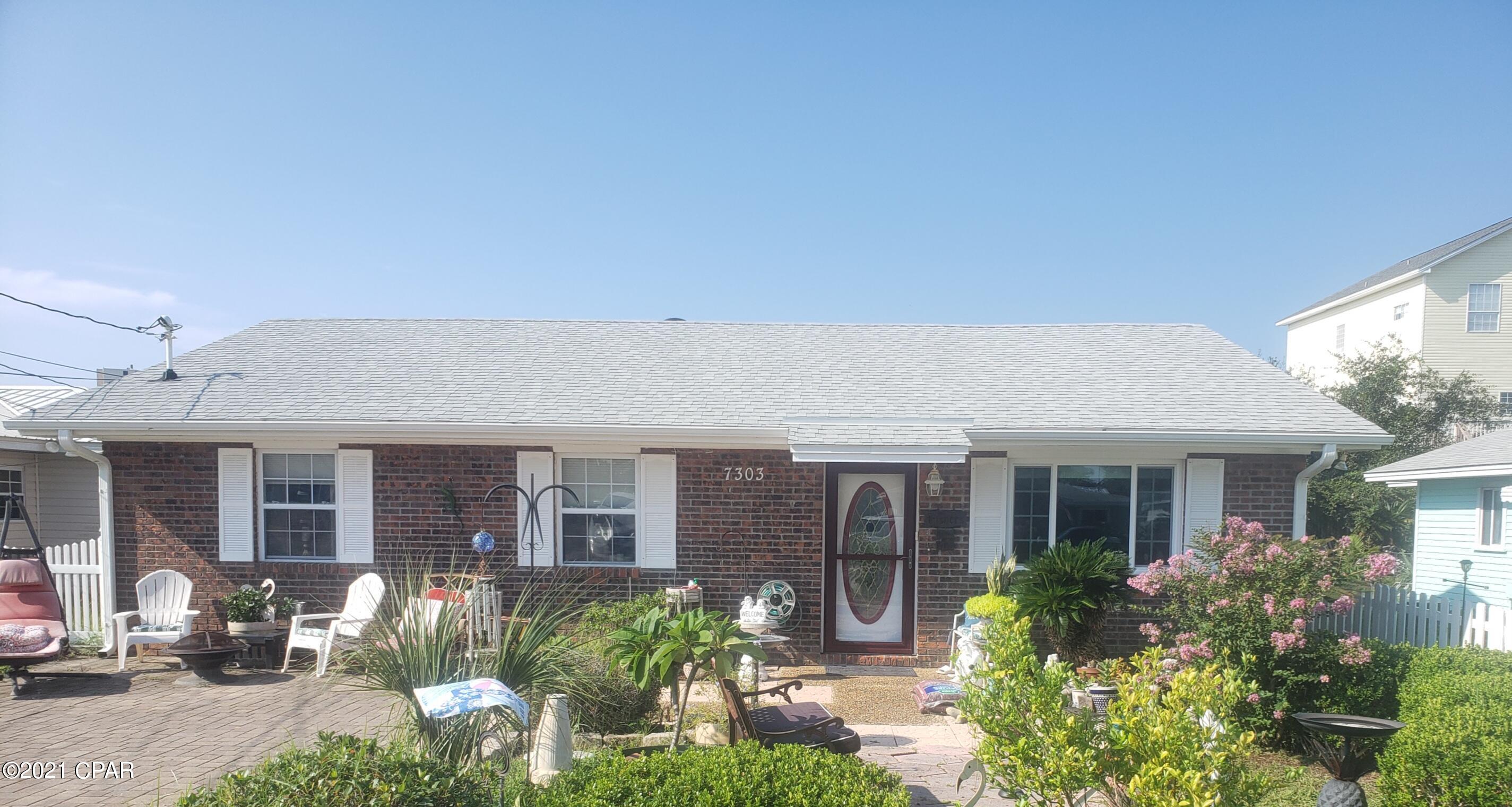 7303 Sunset Avenue is located in a great area only a few blocks to the beach. When you walk in the front door you feel at home with the relaxing beach decor. The home has a spacious feel with a living room and a family room. Take a morning or afternoon stroll down the street to Rick Seltzer Park and enjoy the beach. Watch the beautiful sunrise or sunset. With the convenient location just off Thomas Drive, you have great restaurants, grocery stores and shopping just minutes away. Room to park your boat in the yard with a boat ramp only a few blocks away. Make an appointment to see your Beach Home today! Measurements are approximate. If important please measure.