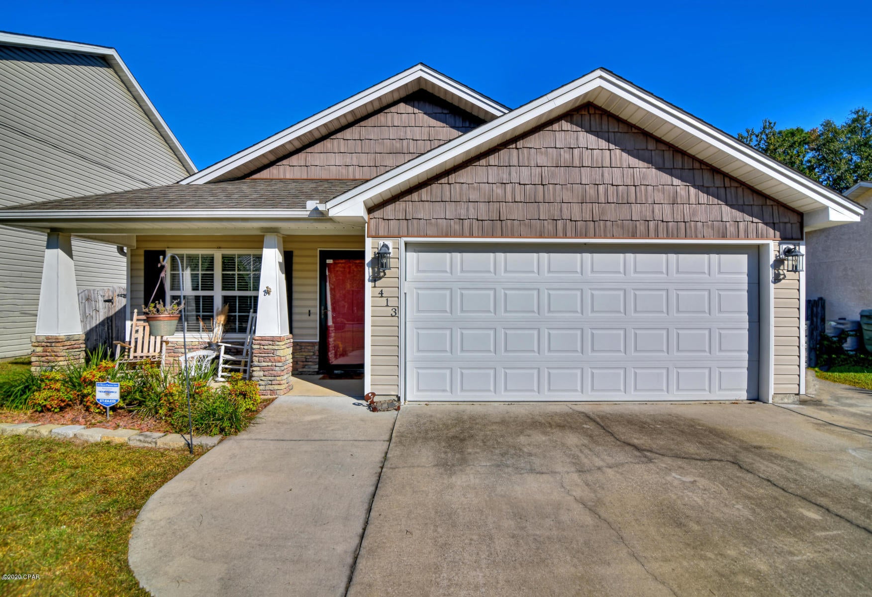 3/2 home centrally located in Lynn Haven. Living room is open with vaulted ceiling, office nook, and laminate wood floors. Kitchen is large with ample cabinetry, island, tiled backsplash, breakfast bar, pantry, and stainless steel appliances. Master bedroom has a walk in closet and en suite. Back yard is privacy fenced, has 12x12 insulated shed with electric, and a huge deck with fire pit.  2 car garage, sprinkler system has irrigation meter and sump pump. 6 month lease
