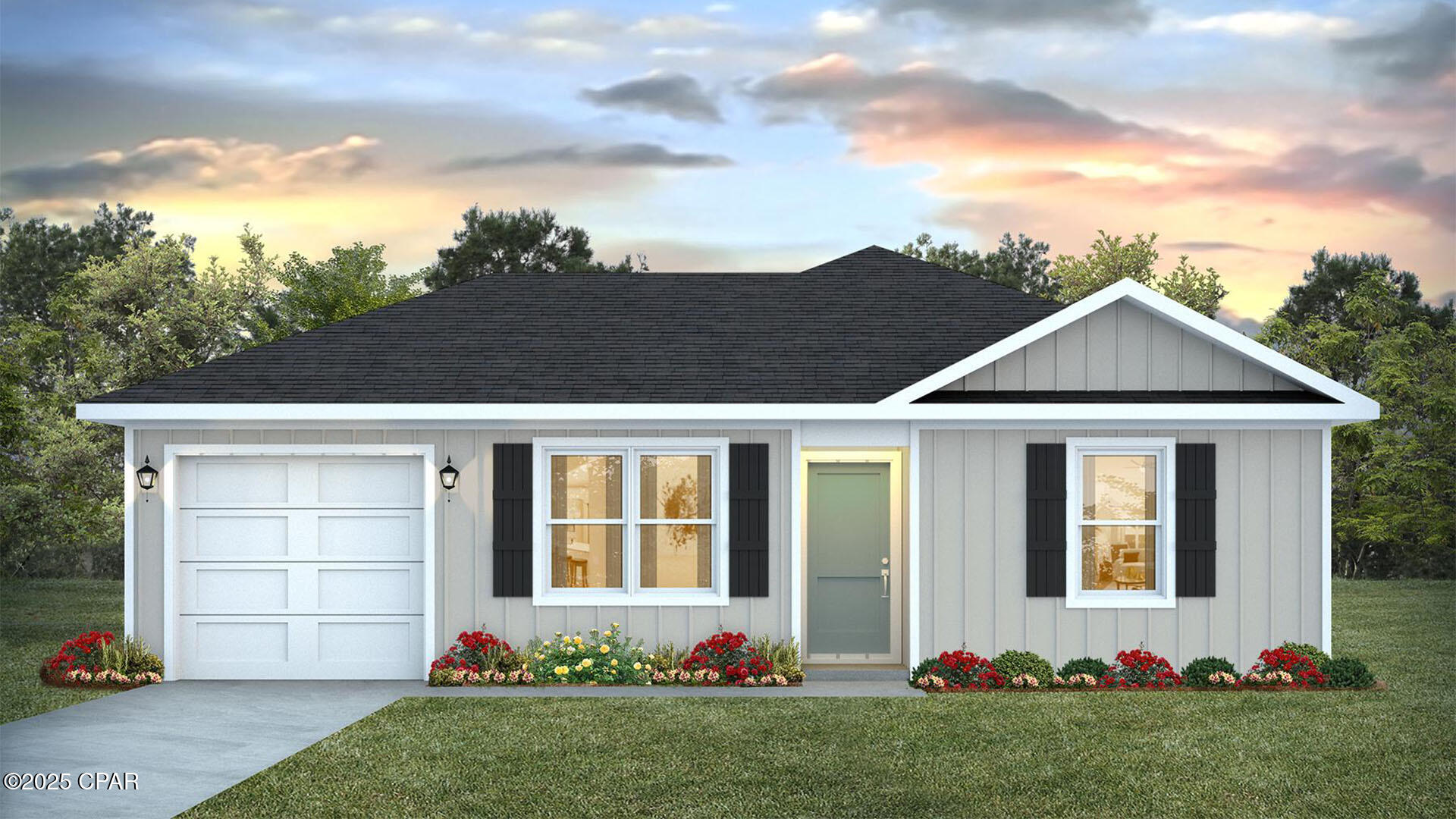 Welcome to the Sutton Plan, one of our new plans at Liberty in Panama City, Florida. The Sutton is a spacious single-story home with 1,439 square feet of comfortable living. This beautiful home offers 4 bedrooms with 2 bathrooms, and a 1-car garage. As you enter the home, you will notice the raised 9' ceilings as the foyer welcomes you with beautiful EVP flooring which spans throughout the home in the main areas and bathrooms. Right by the front door are the 3 guest bedrooms, a full bathroom, and down the hallway is the laundry room and storage area leading into the kitchen and living room. Each bedroom boasts plenty of space and sizeable closets for organization with soft carpet flooring.

The kitchen is equipped with beautiful granite countertops, stainless steel appliances, and beautiful white cabinetry. The pantry is located next to the laundry room across from the linen and coat closets. Natural light illuminates this main area for your family and friends to enjoy. The back yard features a back patio located by the primary bedroom and the dining area. The spacious primary bedroom features its own bathroom complete with granite countertops, a large walk-in closet, and a relaxing shower. Both bathrooms feature beautiful granite countertops and white cabinetry. In addition to all the features and amenities our Sutton plan offers, each is built with our Smart Home technology package, designed to bring the ease and convenience of life right to your fingertips.

On the outside of this popular plan, you will see durable vinyl siding, a rear patio to enjoy the spacious back yard. Sidewalks line the neighborhood streets for you to enjoy the beautiful Florida weather. Our Liberty community features underground utilities making it less susceptible to damage from severe weather leading to fewer outages and more reliable service. Residents of Liberty can enjoy exclusive access to two amenity centers, complete with two pools, a children's splash pad, two playgrounds for endless fun, a well-equipped fitness center, two pickleball courts and a basketball court to name a few things. To learn more about this home for yourself, call us to get connected today!