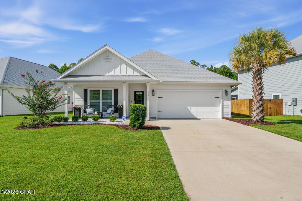 This home offers the perfect mix of coastal charm & modern style. Featuring endless upgraded fixtures and finishes throughout, you'll notice the meticulous attention to detail the moment you walk through the door! Split Floorplan! The kitchen is complete with Quartz countertops, a large island, & a spacious walk-in pantry. The yard is maintained with lush green grass! seconds from the Hathaway Bridge & minutes from Navy Base in PCB!