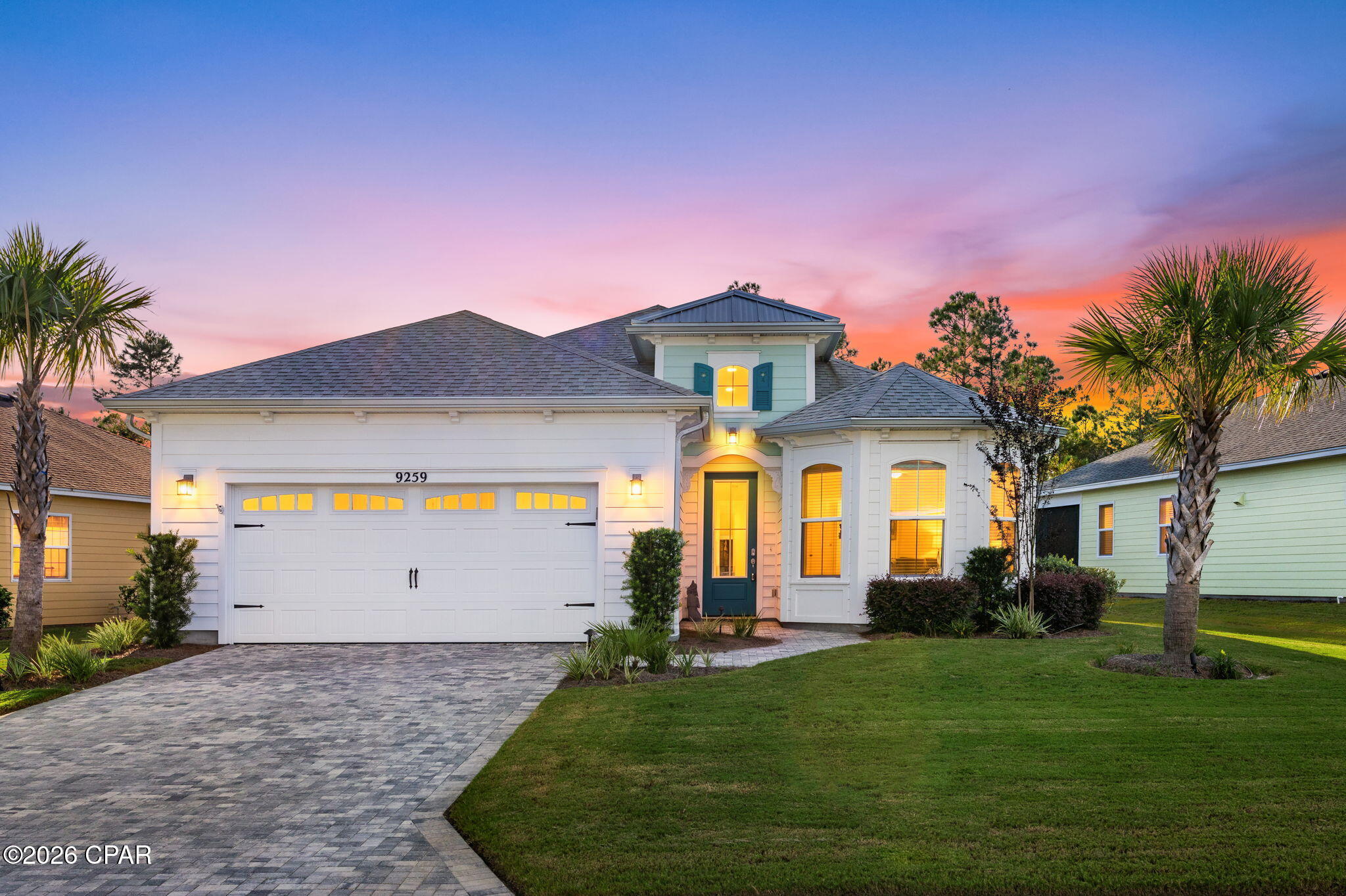🌴 Breeze Bay Single-Family Home -- Fully Furnished, Turnkey & Perfectly Positioned in Fabulous Phase 5 of Latitude Margaritaville Watersound.  
Welcome to 9259 Paradise Drive, a beautifully upgraded Breeze Bay home in the Beach Collection -- fully furnished, turnkey, and sitting on one of the most desirable preserve-view lots in Latitude Margaritaville Watersound. This Phase 5 location places you close to the Town Center amenities, daily activities, live entertainment, and the incoming Publix retail village, making everyday living effortless and fun.

This home lives large with thoughtful upgrades throughout, including Level 3 Etude quartz countertops, Sinclair Birch Umber cabinetry, dovetail cushion-close drawers, pull-out shelves, pots & pans drawer, pantry pullouts, kitchen crown molding, under-cabinet lighting, and a sleek chrome faucet with stainless undermount sink. The island features matching Level 3 quartz and flat-panel detailing for a clean, coastal look.

The master bath is a standout with Level 3 Etude quartz, rectangular undermount sinks, Gibson chrome fixtures, seamless glass shower enclosure, tile to the ceiling, horizontal bricklay wall installation, and Cabris 2x2 shower floor tile. Bath 2 also shines with Carrara Oro quartz, upgraded matte black Gibson fixtures, and full tile walls with bricklay installation.

Additional upgrades include 8' interior doors, LED recessed lighting in multiple rooms, gas range preferred package, privacy package faux wood blinds, matte black interior hardware, front door Paris handle set, laundry base cabinet with granite, key drop built-in, and a security package. The home also features landscape lighting, a paver expanded lanai, screen enclosure, and sits on a curve providing extra lot width on both sides -- a rare and valuable feature.

Best of all, this home is sold fully furnished/turnkey with stylish, comfortable pieces selected to complement the Margaritaville lifestyle. Just bring your suitcase -- everything else is already here.

If you're looking for a home that blends upgrades, location, privacy, and the signature Latitude vibe, this Breeze Bay delivers it all. Relax, explore, and enjoy -- your Paradise Drive life is ready to begin.