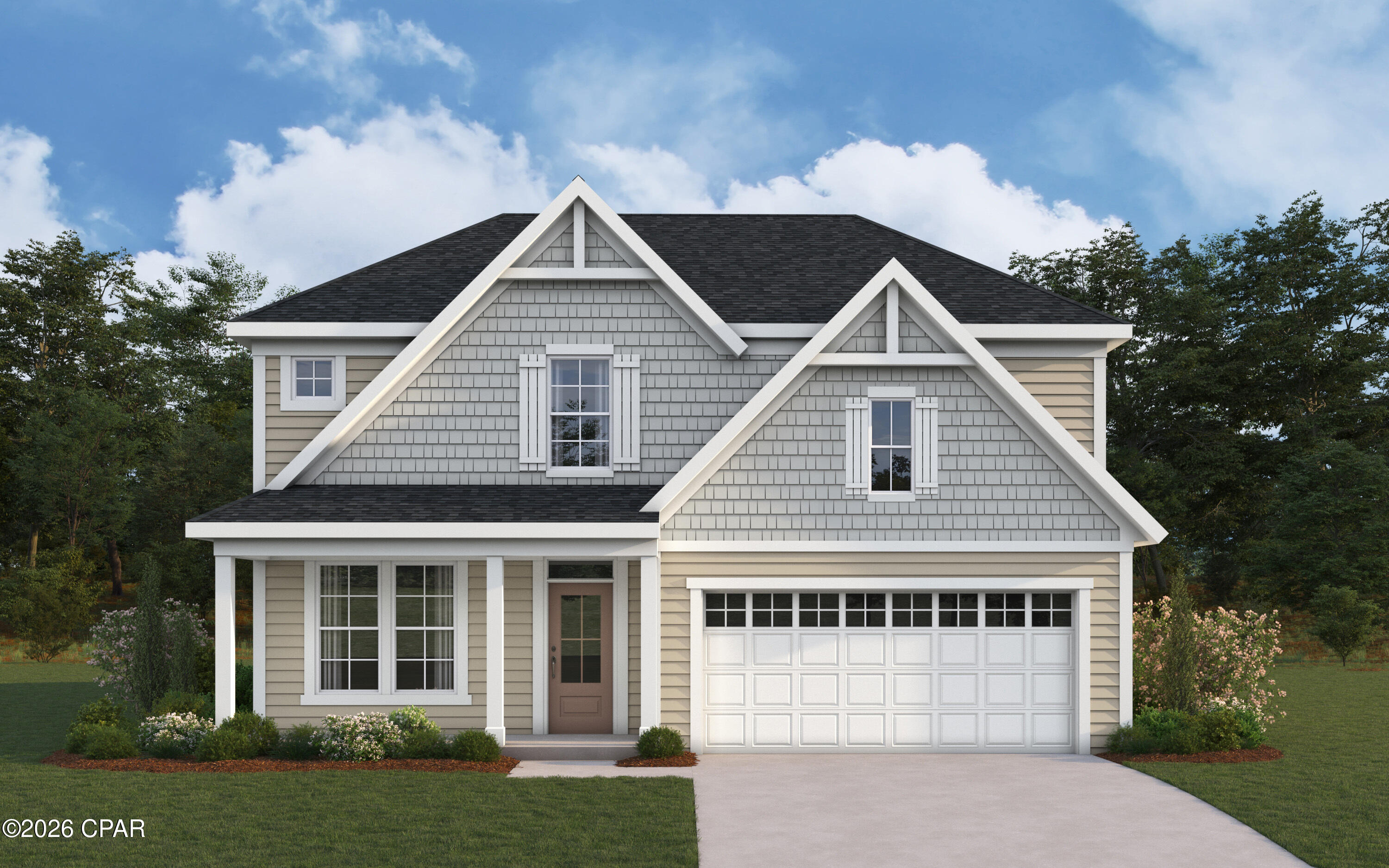 New construction by Fischer Homes in the beautiful Salt Grass at Ward Creek community, featuring the stunning Olive design. This unique floorplan offers 4 bedrooms and 3 full baths. The expansive family room with fireplace provides the perfect gathering space, while the spacious open kitchen features a large island and walk-in pantry that flows seamlessly into the morning room with walkout access to the covered patio. The owner's suite offers a large private bath and oversized walk-in closet. A guest bedroom and full hall bath are conveniently located at the front of the home. The upper level features two additional bedrooms, a full hall bath and a versatile loft area. A spacious 2-bay garage completes this exceptional home.