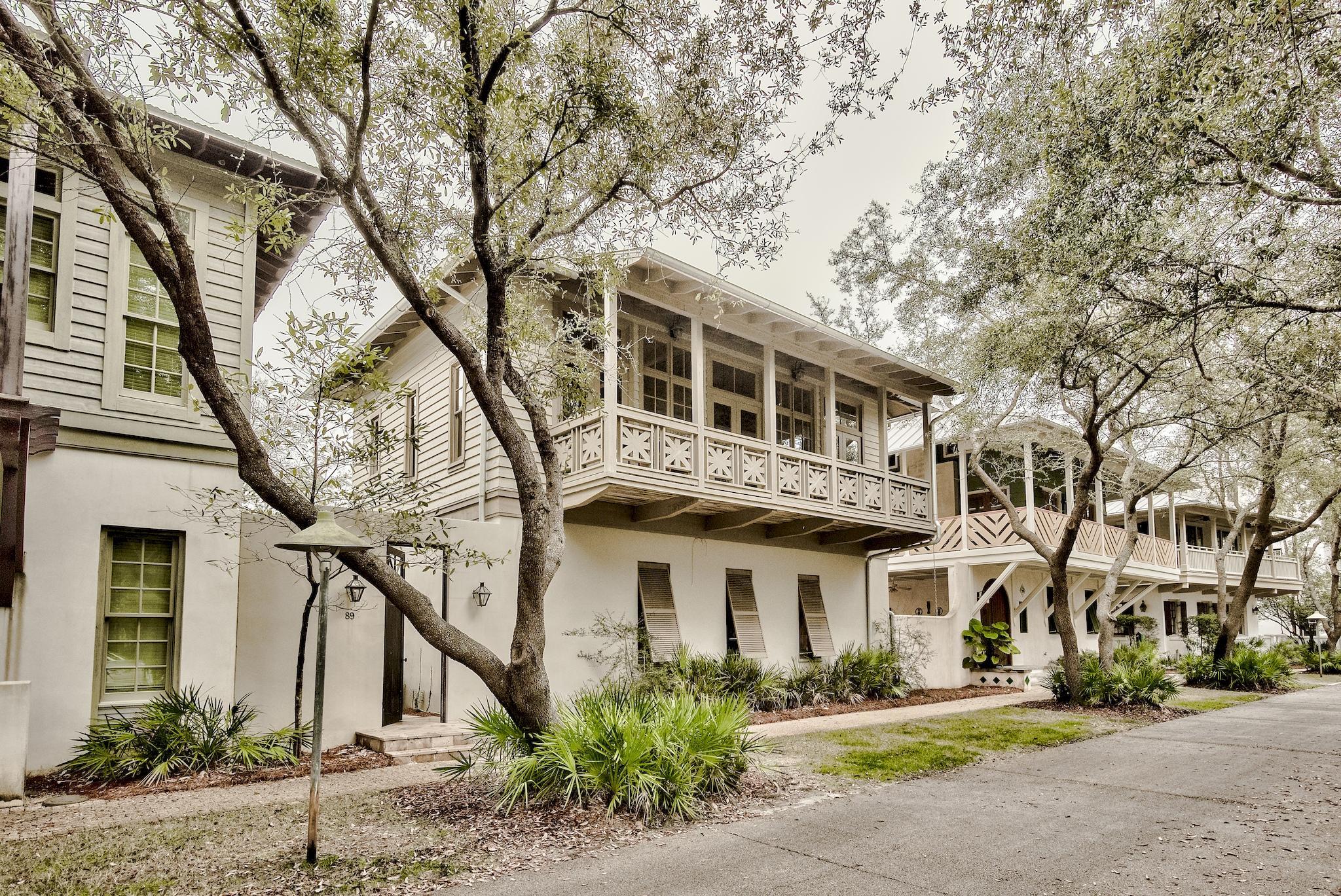 Rosemary Beach quaint 4 bedroom, 4 bath cottage situated Parkside on East Long Green. Great views of Blue Dog Sculpture, RB rooftops and the park from the second floor veranda. Location is everything. This home is positioned for easy access to town center and a direct quick stroll to the beach. The large private courtyard offers a gazebo and private pool for family entertainment. The main living area is on the second level with large windows, doors, and porch extending the width of the house offering wonderful natural light and views. The vaulted ceilings in the living area make this home open, livable and inviting. With two master bedrooms both 1st level, and two additional bedrooms this home has plenty of room for family and friends. Room to add a future carriage house and extend the main house on the second level. All plans must be approved by the POA and design board. Buyer please verify all.