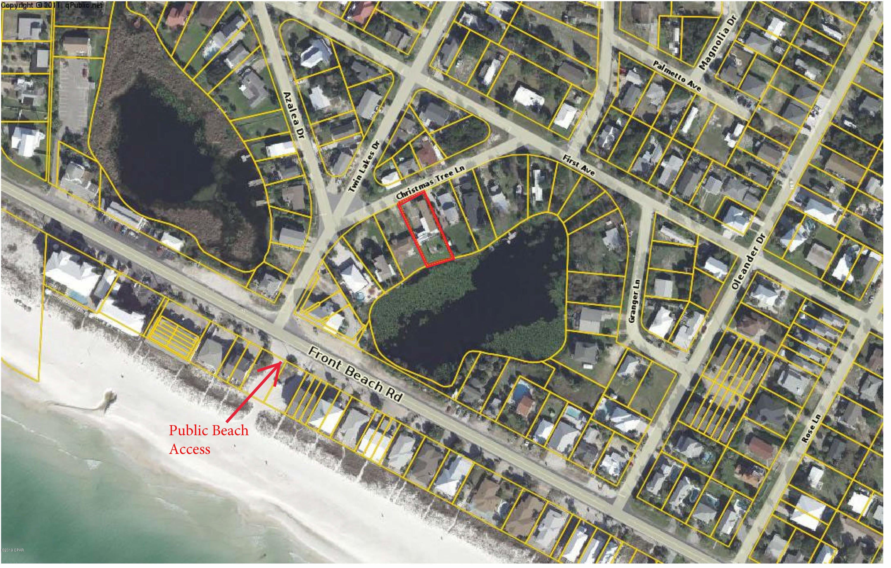 **CURRENTLY UNDER CONTRACT, SELLER ACCEPTING BACKUP OFFERS.**Level lot located on a small spring fed, fresh water lake with  lily pads and a concrete block bulk head.  Just 100 steps from the end of the drive to toes in the sane at public beach access #82.  Gulf view possible from the 2nd floor.  On the much desired west end, this would make or a very nice vacation or full time home ... or a heck of a vacation rental