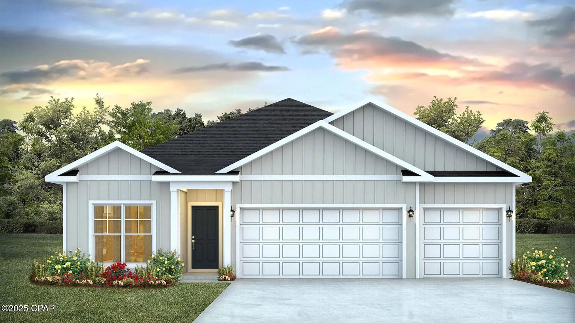 The Madison is one of our many featured one-story homes at the beautiful Hodges Bayou Plantation community. When you walk into the home, you are greeted by a long hallway that is the center point for bedrooms, the laundry room and garage, and leads to the open living room and kitchen. Beautiful, engineered vinyl plank (EVP) flooring lines the main areas of the house and soft carpet covers the bedrooms. The bedroom closest to the garage also comes with its own bathroom, not shared in the main hallway. The bathrooms have beautiful white quartz countertops and white cabinets that enhance the beauty of this home. Entering the kitchen and living room area, you will notice plenty of natural sunlight illuminating the main area. The living room has tray ceilings that open the room, making your living space feel much more comfortable. The kitchen has stainless steel appliances and comes with beautiful white cabinets. The large island has plenty of storage in it and every surface has elegant white quarts countertops. The dining area is located by the back door leading to the covered rear patio. Walking into the large primary bedroom, you will also see tray ceilings and three windows that wash the room in natural sunlight. The primary bathroom has a spacious double vanity with white quartz countertops and white cabinetry. The walk-in closet is in the bathroom as well, perfect for when you get out of the separate tub or shower with glass doors. Appreciate the convenience of a Smart Home technology package, featuring keyless entry and an intuitive control panel for your thermostat, lighting, and security systems. The exterior of this home features Hardie Color Plus Siding and is uniquely engineered to stand up to the harshest elements from wind, rain, fire, freezing temperatures, and hail. Dimensional shingles with 30-year warranty. A landscaped front flower bed at entry way and fully sodded yard. Our Hodges Bayou community features underground utilities making it less susceptible to damage from severe weather leading to fewer outages and more reliable service. Come see why the Madison is a favorite choice among buyers. Schedule an appointment today to see for yourself and find your next home at Hodges Bayou Plantation!