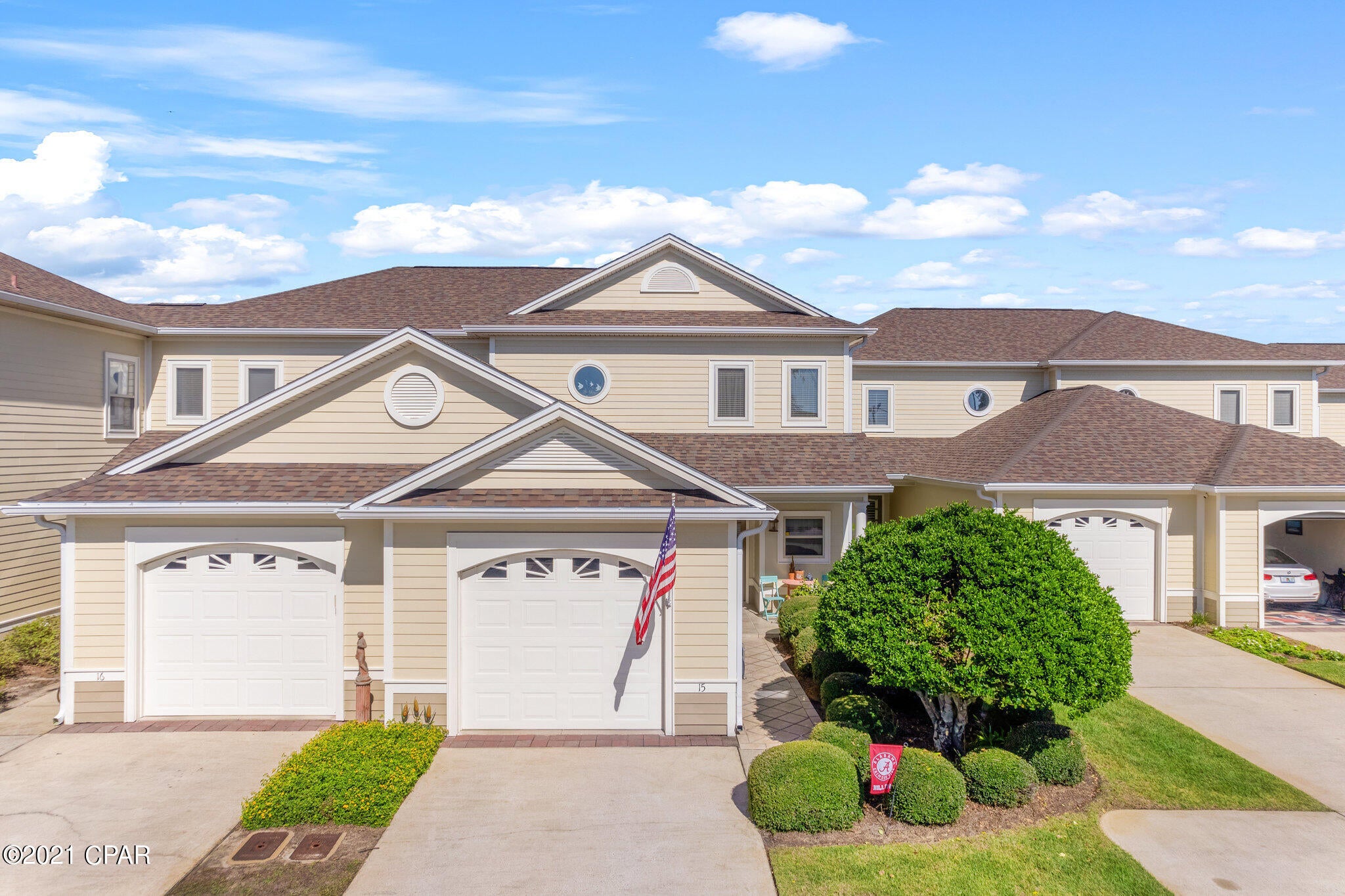 This quality built townhome is located in a gated, quiet, community just five miles from the Gulf of Mexico. The Master bedroom is on the first floor with an upstairs bonus of two bedrooms, full bath, and a large  entertainment area. This home has a desirable open living concept with a bonus screened-in back porch.