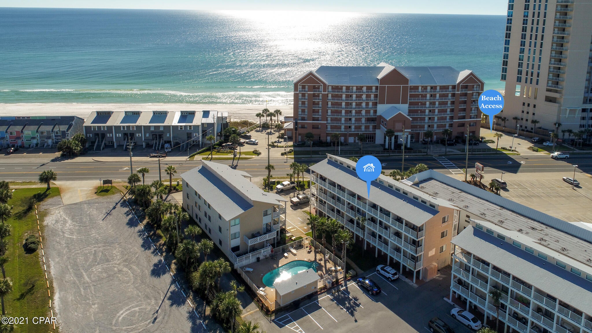 CURRENTLY UNDER CONTRACT, SELLER ACCEPTING BACKUP OFFERS This Sand Castles West condo is located in the prime west end location in Panama City Beach. It has beautiful views of the GULF OF MEXICO! Open floorplan with vaulted ceilings and private balcony overlooking pool. New AC & Hot Water Heater. Located in a small complex right across the street from the beach, 2 pools and clubhouse, all within walking distance of shops and restaurants. Only 1 mile from pier park. This one is a must see.