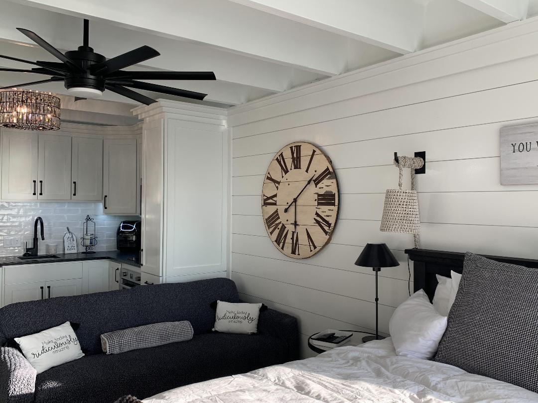 This astounding Gulf front getaway is meticulously renovated with purpose and style!  

Shiplap walls, custom high end shaker-real wood cabinets, electric mirrors, and textured countertops appeal to the most design conscious buyers.

 Bosch appliances including an induction oven and a wine refrigerator give the kitchen a luxurious, sophisticated feel.   

 A built-in, one of a kind multi-purpose table,  stylish farmhouse chairs, custom sliding barn door,  wood look tile floors and coastal décor contribute to the beachy-modern-farmhouse look. Elegant crystal chandeliers,  a state of the art ceiling fan, recessed lights and specially crafted bedside lamps add to the beauty of this space. The most enticing lighting feature is the natural sunlight which draws attention to the view of the alluring beach, just steps away. 
A brand new air conditioner, humidifier,  large screen television and specialty cookware are just a few of the extras included in this sale. 

Fontainebleau is a historic and nostalgic piece of Panama City Beach history. Centrally located near restaurants, shopping and attractions, Fontainebleau is a favorite of visitors who who return to PCB year after year.  Owners and guests enjoy an owners' lounge, beautiful beachside pool, stunning and memorable  sunrises and sunsets in one of the most beautiful beaches in the country and the world.
