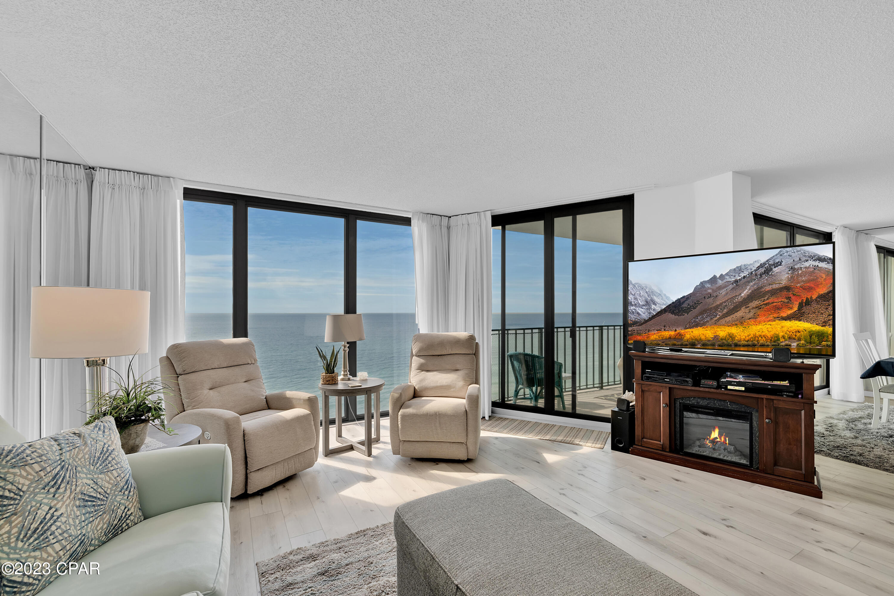 Absolutely gorgeous 2 bedroom, 2 bathroom gulf front condo that can sleep up to 6 guests comfortably. Located in Tower 2 of the Edgewater Beach Resort in Panama City Beach, Florida! This unit has been beautifully updated with luxury vinyl plank flooring throughout (no carpet!), gorgeous cabinetry and quartz countertops in kitchen and both bathrooms, newer HVAC and hot water heater replaced in Dec 2020, new windows also in Dec 2020, and beautiful new curtains in 2022. This unit is being sold fully furnished and rental ready. Pride of ownership really shows as this was not used as a rental by current owners. Edgewater Beach Resort is centrally located in the heart of Panama City Beach and is close to restaurants, shopping, and attractions. Edgewater Beach and Golf Resort  is a full-service resort with tons of amenities including 11 pools, 6 hot tubs, a nine-hole golf course, fitness center, tennis courts, pickleball courts, and restaurants. All Information is deemed to be reliable, but is not guaranteed, buyer to verify if important.