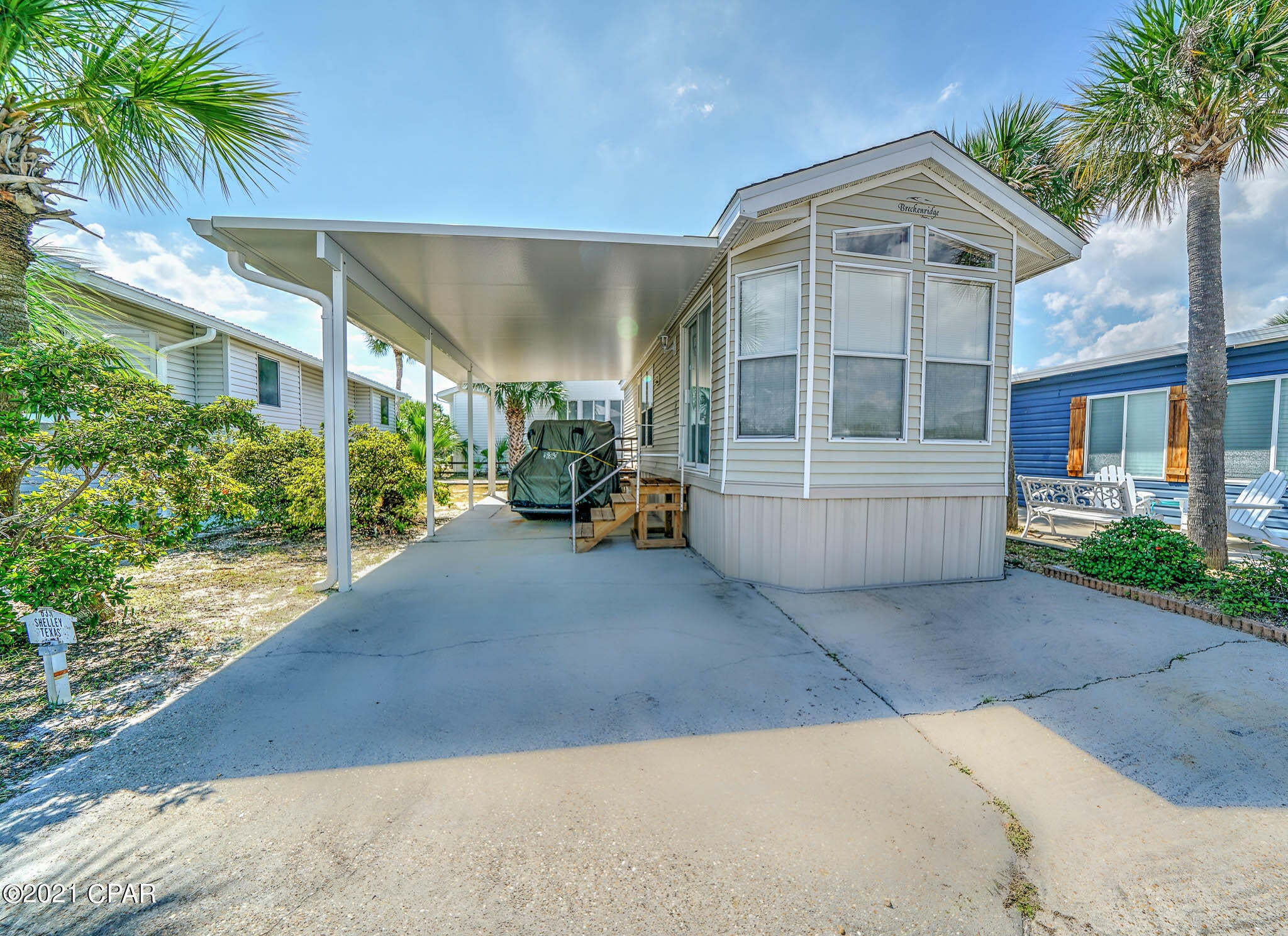 Check out this beautiful home in Venture Out! This one bedroom is very spacious and includes all the furnishing and comes complete with a golf cart. The living room is spacious, light and airy. Nice size bedroom and bathroom. You will love the covered porch, it's great for relaxing after a long day at the beach. Perfect for your second home or investment property! Venture Out offers BOTH beach and bay access! The resort has 2 pools, tennis, golf, shuffleboard, playground, basketball, fishing pier, boat dock with slips & boat ramp. Venture Out is a golf cart community that has exploded in popularity within the last few years. A gated, pet friendly community that's great for full time residency or just to vacation. 24 hour security & f