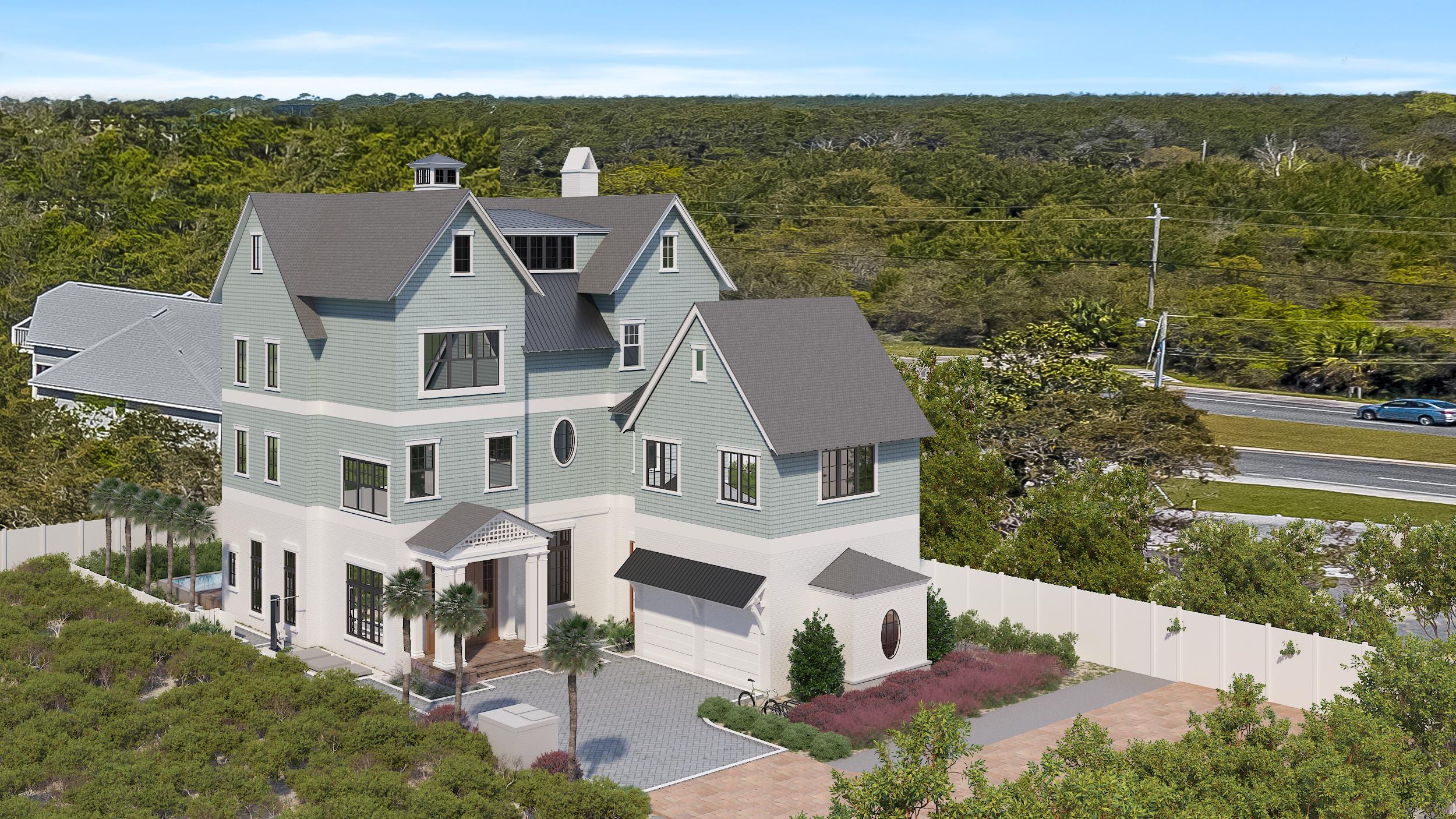 Introducing Grand Inlet, the newest exclusive low-density community opportunity in Inlet Beach featuring a unique collaboration with the Development team at Freeman Partners and the Builders at Holiday Beach Development. The four home community has been thoughtfully designed by the sought after team at T.S. Adams Studio keeping architectural integrity in mind while taking full advantage of the prime location and stunning Gulf views. 49 Grand Inlet Court is situated on the most northern homesite boasting 6,500 square feet of well planned living and entertaining space. The first floor features an oversized media room in addition to  two bedrooms with en-suites and access to the outdoor oasis. The custom saltwater pool trimmed with Medusa pavers is an icon of relaxation. Upon entering the second floor, which can be accessed by the elevator servicing all four floors of the home, your eyes will be drawn to the custom wood ceiling adornments and random width white oak flooring. The kitchen is a chefs dream with a Sub Zero and Wolf appliance suite along with ample storage space and Quartzite waterfall. The distinction between indoors and out is blurred with the oversized sliding glass doors which create a seamless divide between the living room and covered porch areas. The third level is home to the primary suite complete with a private sitting area, covered porch, and large walk-in closet. Fun awaits in the game room on the fourth floor with access to the sun deck which is the perfect place to enjoy the vibrant coastal sunsets. The upmost quality of finishes and fixtures have been selected throughout the home with no detail overlooked. Notable features include gas entry lanterns, eight-foot solid core doors, impact guard rated windows, smart home technology, whole-home audio wiring, forty-year architectural shingles, and an attached two-car garage.