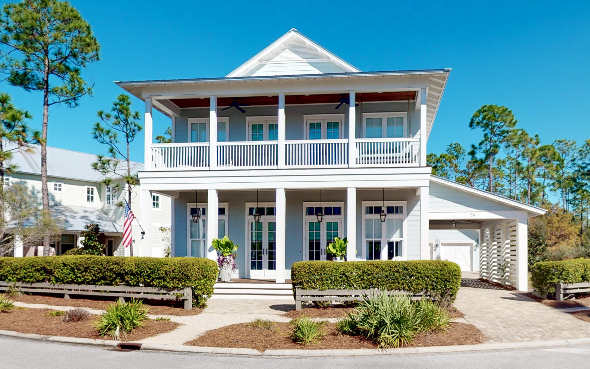Why would you need to leave home?  This gracious, impeccably detailed 2 story, 5 bedroom home overlooks a tranquil, wooded preserve to add to the privacy of your Watercolor lifestyle.  A long driveway with a porte cochere and  2 car garage provides generous space for a large family visit as well as perfect storage for a Golf Cart.
With an expansive Master Bedroom on the first floor,  French doors open to a screened in terrace offering a fireplace and large TV  for outdoor relaxation on cool nights and an outdoor summer kitchen for grilling up championship Bar-B Que.  The Master Bath beckons for total relaxation in an oversized spa shower and soaking tub after a long day at the Beach. 
Open concept design in the great room will bring everyone together with an indoor fireplace that shares . 
 space with a kitchen that is equipped with all the culinary delights and a comfortable dining area too.
Upstairs a second Master Bedroom, two bedrooms and a four-bed bunkroom, extend a welcomed invitation for slumber and quietude.  A second living room also adds a charming space for games, or a quiet read.
What a beautiful home to welcome guests and feel welcome yourselves each time you walk through the doors---AAAHHHHH....