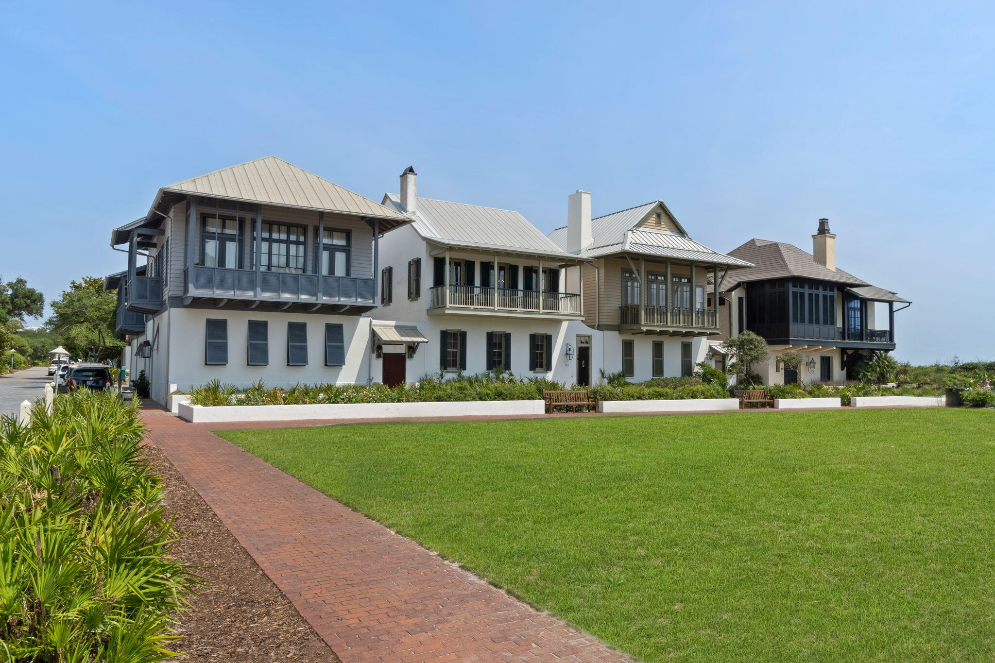 Exceptional compound located on Rosemary Beach's iconic Western Green. This prime slice of Rosemary Beach real estate offers sweeping Gulf views and quick access to all the excitement in the community, not to mention it is mere minutes from the house to the Gulf. This wonderfully designed home offers 3 bedrooms (option for a 4th), two spacious living areas, stunning courtyard with fountain and much more.
The separate & private Carriage House with its living/dining/kitchen/bedroom & bath has been freshly furnished & redecorated & retains the same level of authentic quality of design as the main residence. There are two separate garages as well. The generous room sizes, spacious porches, & private yard areas throughout the property making it ideal for hosting extended family & excellent for entertaining. 
 In short, if Unobstructed Gulf Views along with a charming French Courtyard within a dozen steps from The Pearl boutique hotel Or the sand is as hard to attain as we believe,come see for yourself! This opportunity is basically commensurate with Rosemary's gulf front views & quality, but without the price tag.