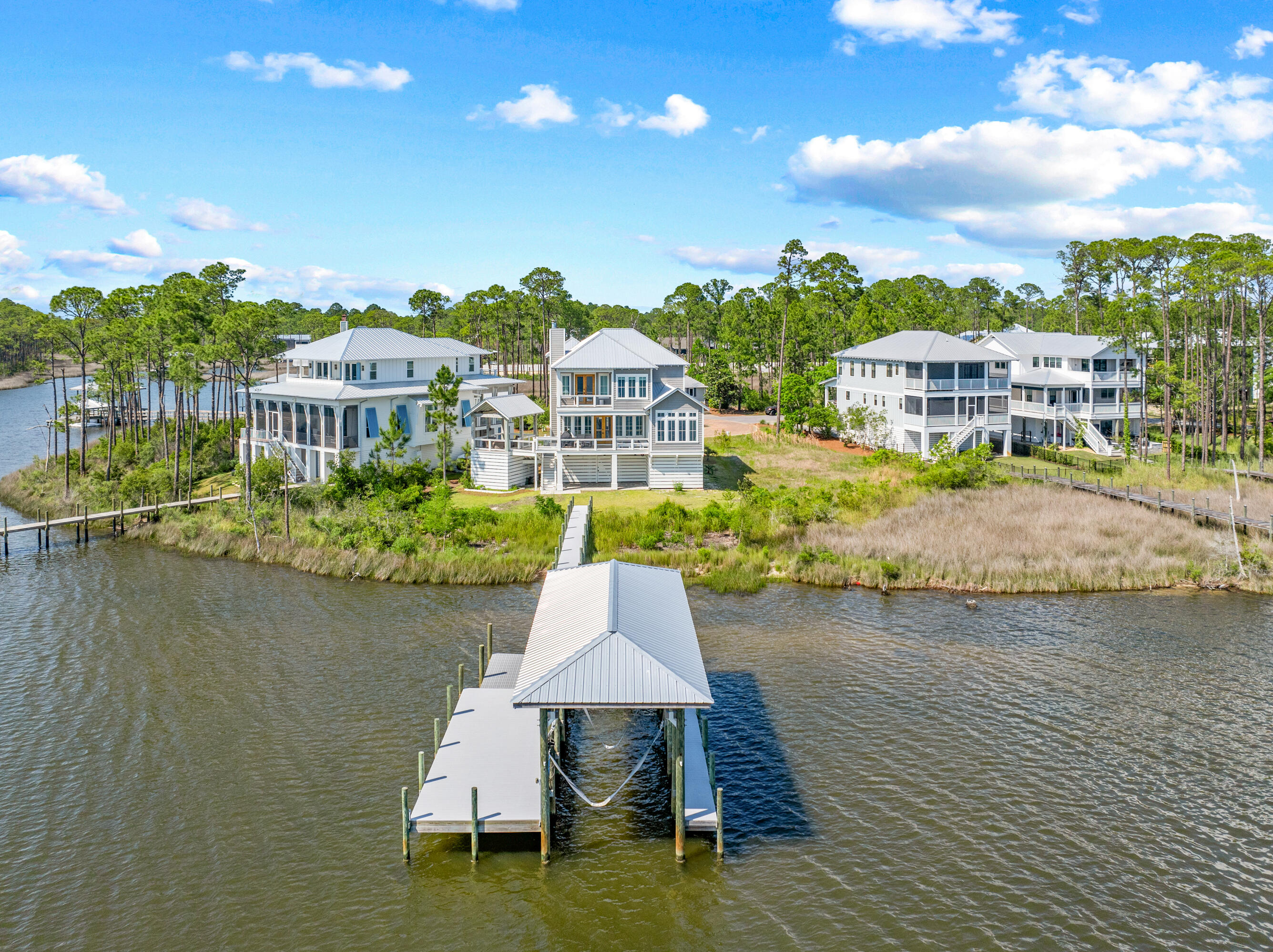 Nestled in the heart of Santa Rosa Beach, this bayfront custom design defines luxury coastal. Multi-level unobstructed bay views create for the unparalleled opportunity of breathtaking sunsets over Choctawhatchee Bay with 30A's white sand beaches just minutes away. The home itself leaves no design stone unturned with multiple spacious indoor-outdoor living spaces, top to bottom coastal-elegant accenting, and more. For boating enthusiasts, the newly built, deepwater dock maintains a 16,000lb boat lift and can accommodate up to 36 in footage. Family Crab Island adventures and the Gulf's ample fishing opportunities are steps from your back door.