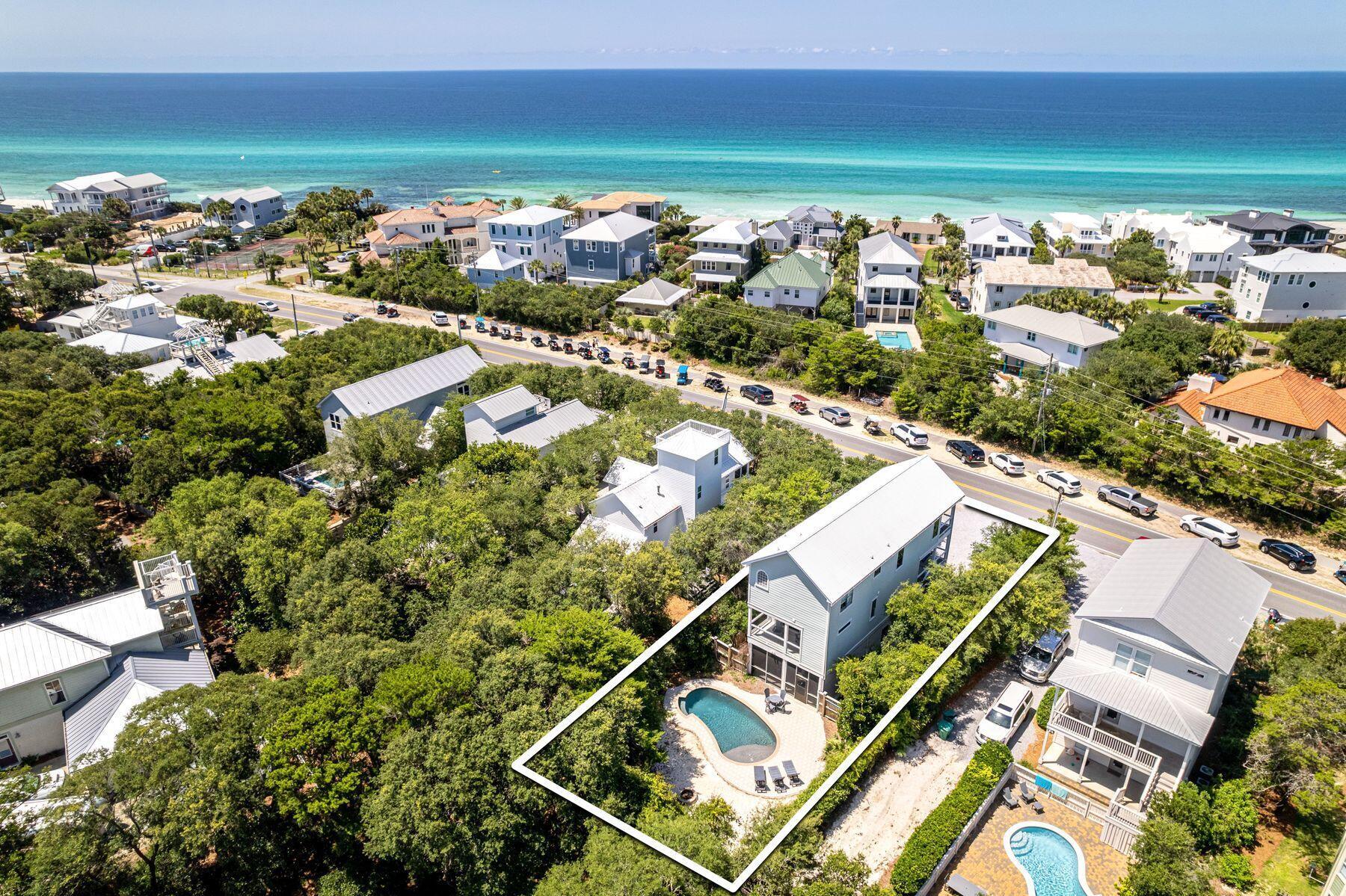 Welcome to your dream home on 30A! This stunning 3 bedroom, 3 bath home is offered fully-furnished including the golf cart and is situated on an expansive premier lot with views of the Gulf of Mexico and a private backyard heated pool. 

As you step inside, you'll be greeted by a spacious floor plan with plenty of natural light and balconies that provide stunning views of the Gulf, while the kitchen boasts stainless steel appliances, quartz countertops, and plenty of storage space.

The living room space is beautifully designed with shiplap accents and wooden beams that span across the ceiling. 

The master bedroom is a true oasis, complete with an ensuite bathroom and private balcony overlooking the private pool. 

Two additional bedrooms and bathrooms provide plenty of space... for your guests, with one set-up as a bunk room, making it the perfect kids hangout. 

The real showstopper of this home is the private pool area and downstairs screened-in outdoor space, complete with plenty of space for entertaining and relaxing. Enjoy lazy afternoons lounging by the pool, compete in a friendly game of ping pong, or take in the stunning sunset over the Gulf without ever leaving the property. 

This home is truly a paradise, located in one of the most desirable areas on 30A, just minutes from some of the area's best shopping, dining, and entertainment options. 

Whether you're looking for a 2nd home, permanent residence or a vacation home, this property is a must-see. Don't miss your opportunity to own your own slice of paradise on the Gulf Coast!