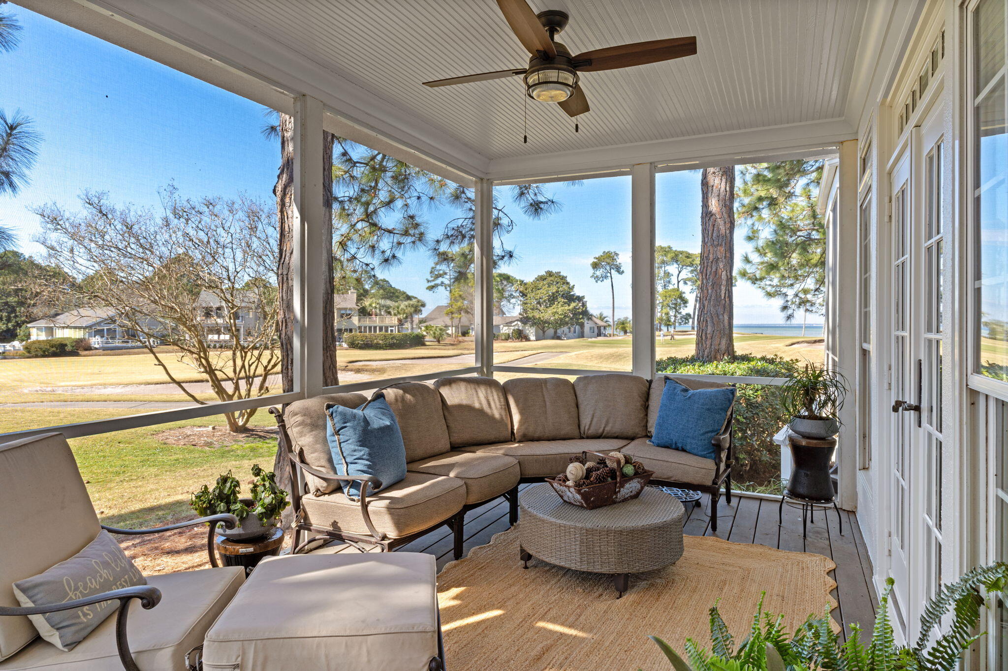 Welcome to 55 Vantage Pointe at Sandestin, a beautifully remodeled residence offering luxury, comfort, and exceptional views. This thoughtfully updated home showcases high-end finishes and modern upgrades throughout, with the exterior freshly repainted in Fall 2025. The chef-inspired kitchen features premium appliances, custom cabinetry, and designer quartzite countertops, seamlessly flowing into curated living spaces ideal for both everyday living and entertaining. A stylish beverage station adds convenience, while elegant bathrooms are appointed with high-end fixtures and finishes. Durable and sophisticated LVP flooring runs throughout the home, complemented by classic plantation shutters that provide timeless appeal and privacy. Enjoy breathtaking views of the bay and the Links Golf Course from the screened-in porchan inviting space to relax and unwind. Vaulted ceilings enhance the home's open and airy feel, and a versatile loft above the kitchen offers the perfect setting for a home office, lounge, or additional living space.
Additional upgrades include a tankless water heater for endless hot water and a whole-house Generac generator for peace of mind. A six-seat golf cart will convey, adding convenience for enjoying the resort lifestyle.
Ideally located near the neighborhood pool, pristine beaches, championship golf courses, and all the premier amenities of Sandestin Golf and Beach Resort, this property is well-suited as a primary residence, second home, or vacation rental investment.
Don't miss this opportunity to own a refined coastal retreatschedule your private showing today.