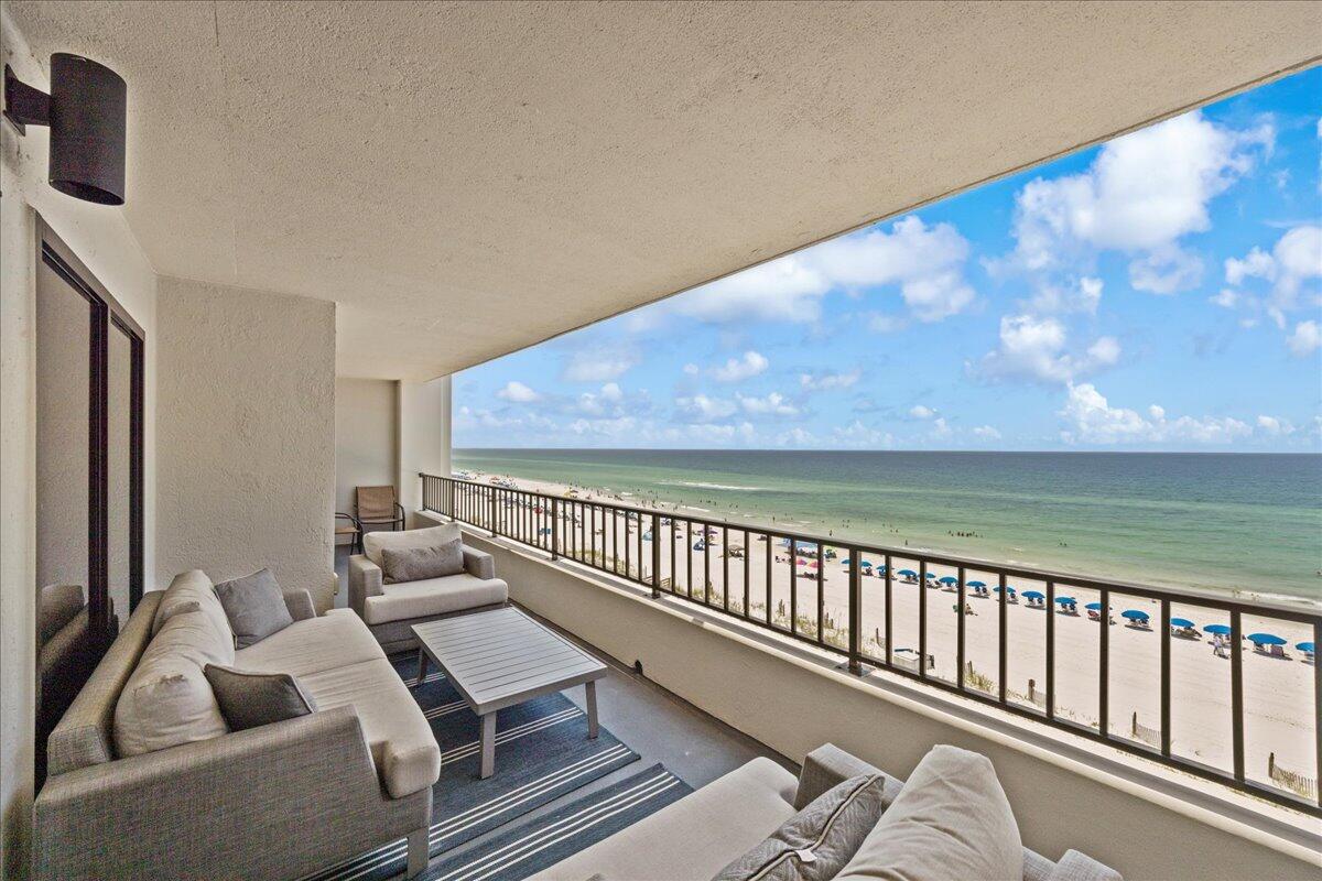 Arguably the Best Balcony view of the Ocean on all of Okaloosa Island.
Introducing a beautifully renovated sixth-floor unit, featuring 2 spacious bedrooms and 2 bathrooms, encompassing a generous 1,453 sq ft of living space. This property is sold fully furnished, with brand new flooring throughout, complemented by stylish indoor and outdoor furniture.
Enjoy stunning views from the expansive 30-foot balcony, perfect for relaxing and entertaining. The fully equipped kitchen comes complete with a microwave and dishwasher.
Both bedrooms are generously sized, with the primary suite offering a gulf-front balcony and a large closet. For added convenience, the home includes a full-size washer and dryer.
Located less than 8 miles from Fort Walton Beach and