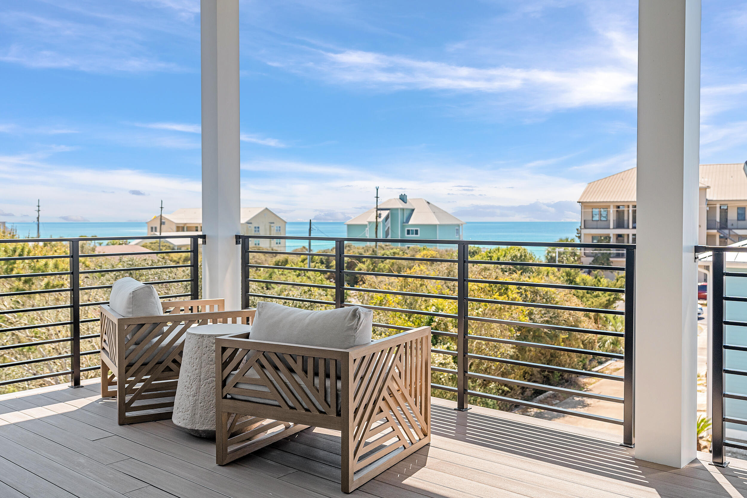 PRICED TO SELL NEW CONSTRUCTION!  GULF VIEW GOODNESS ON THIS WEST SIDE GEM!  Welcome to 41 Baird Road, a masterpiece of luxury living nestled on the coveted West end of 30A, where panoramic GULF OF AMERICA  views greet you at every turn, and the pristine white sands beckon just a stroll away.

Spanning three exquisitely appointed floors, this residence boasts six sumptuous bedroom suites, complemented by two powder baths, ensuring ample space for both relaxation and entertainment. Come discover over 2,000 square feet of outdoor bliss, featuring a sprawling pool deck adorned with a tranquil hot tub, inviting you to unwind amidst the soothing sounds of water spillovers. The first floor greets you with a cheerful wallpapered entry, leading into a luminous living area adorned with a full wet bar and captivating tile backsplash. Slide open the four-panel glass doors to seamlessly transition onto the covered shell stone lanai, complete with a built-in Blaze grill, perfect for al fresco dining under the stars. A charming bunk room with ensuite bath, a sizable laundry room, and a powder bath complete this level.

Ascend to the second floor, where four enchanting ensuite bedrooms await, two of which offer access to a spacious covered porch overlooking the azure Gulf waters. The primary suite reigns supreme, boasting a palatial wing with a walk-in closet, cozy built-in window seat, and a luxurious ensuite bath featuring a standalone soaking tub, tiled shower and dual vanity.

The pièce de résistance awaits on the third floor, where a grand living, dining, and kitchen area beckons with a breathtaking 20-foot glass door, opening onto a sprawling 400-square-foot deck with panoramic Gulf vistas. Indulge your culinary passions in the gourmet kitchen, outfitted with top-of-the-line Thermador appliances, a massive island, and a frosted door butler's kitchen for added convenience. Completing the third floor is an equally spacious and well-appointed primary suite wing, featuring a stackable washer and dryer conveniently tucked away in the walk in closet.

Ascend to the fourth floor via the elevator to savor sunset views from your private deck, offering an unparalleled front-row seat to nature's nightly spectacle.

This exceptional home is full of luxurious touches, including toe kick lighting, designer-selected tile, Quartz countertops, and Mitsubishi air conditioning for customized comfort. A two-car garage, parking for eight vehicles, epoxy garage floors, and an ice machine ensure both convenience and style.

Built by Coastline Custom Homes, this brand-new construction epitomizes coastal elegance and modern sophistication.

Experience coastal living at its finest at 41 Baird Street, where every detail embodies the pinnacle of luxury and refinement. Schedule your private tour today and make your dream of owning a slice of paradise a reality.