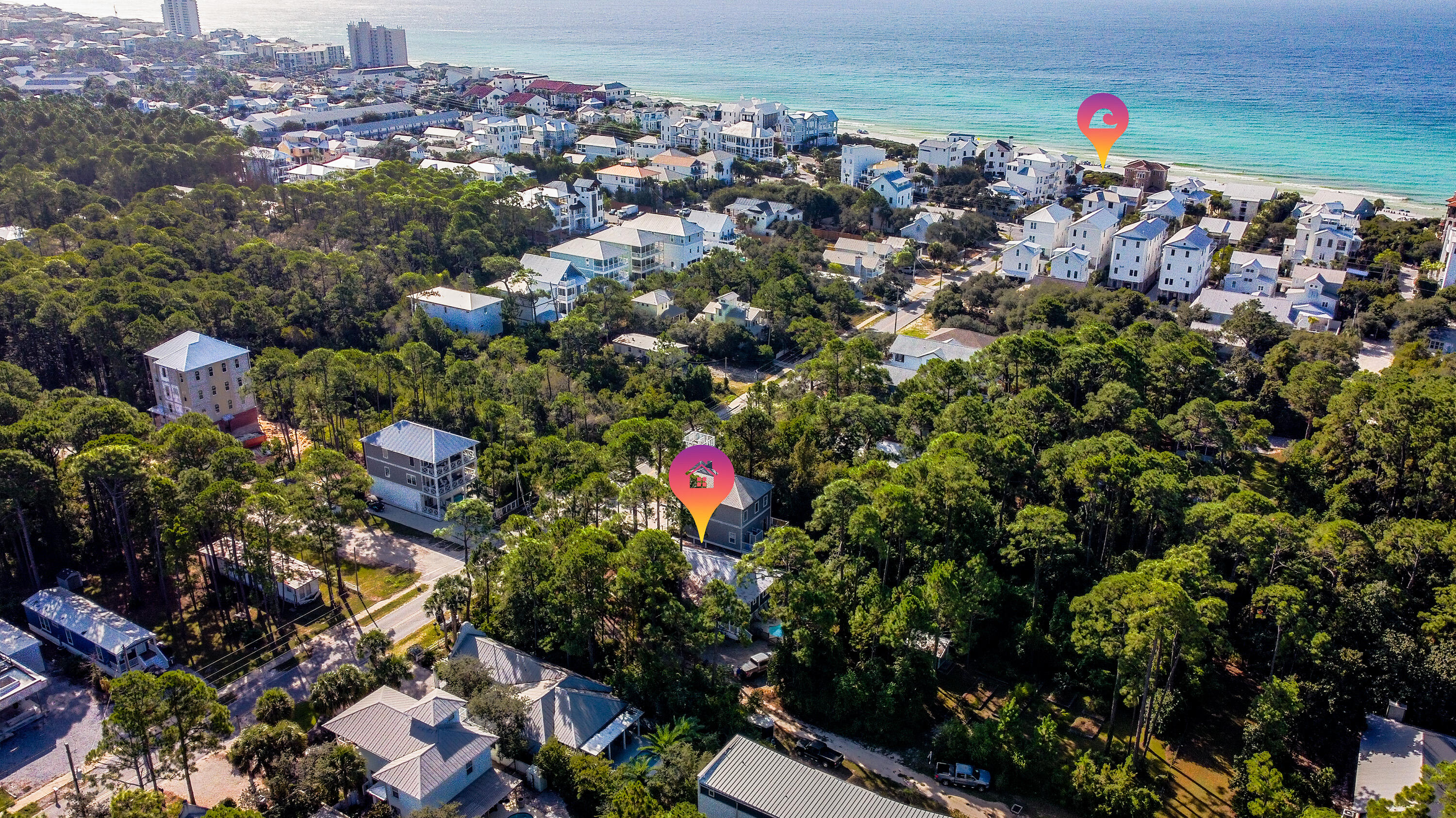 Introducing a charming coastal cottage located in the heart of Seagrove, just one block from San Juan Beach with multiple nearby beach access points. This delightful retreat offers the ultimate convenience of one-story living with an open floor plan featuring three bedrooms, three full bathrooms, and a cozy bunk area, all accented by warm hardwood floors. Offered fully furnished, the home also includes a private heated in-ground pool-perfect for relaxing after a day at the beach. Located just minutes from all the shops and restaurants in downtown Seaside and the rest of 30A.What truly sets this property apart is the freedom of value it offers: no HOA fees, no Architectural Review Board approvals, and no golf cart restrictions. Owners enjoy lower carrying costs and greater flexibility, with the ability to personalize and utilize the property without burdensome community regulations or ongoing association expenses. Whether you're seeking strong rental potential with fewer ownership restrictions or a private beach getaway to create lasting family memories, this exceptional Seagrove property delivers the rare combination of charm, privacy, and unrestricted ownership just steps from the Gulf. Schedule your tour with Greg Smith today.
(Note: Also available from same seller-inquire about our elite, shovel ready 1+ acre waterfront estate lot located nearby on Woodland Bayou Drive, featuring a new seawall, completed mitigation, and included architectural plans!)