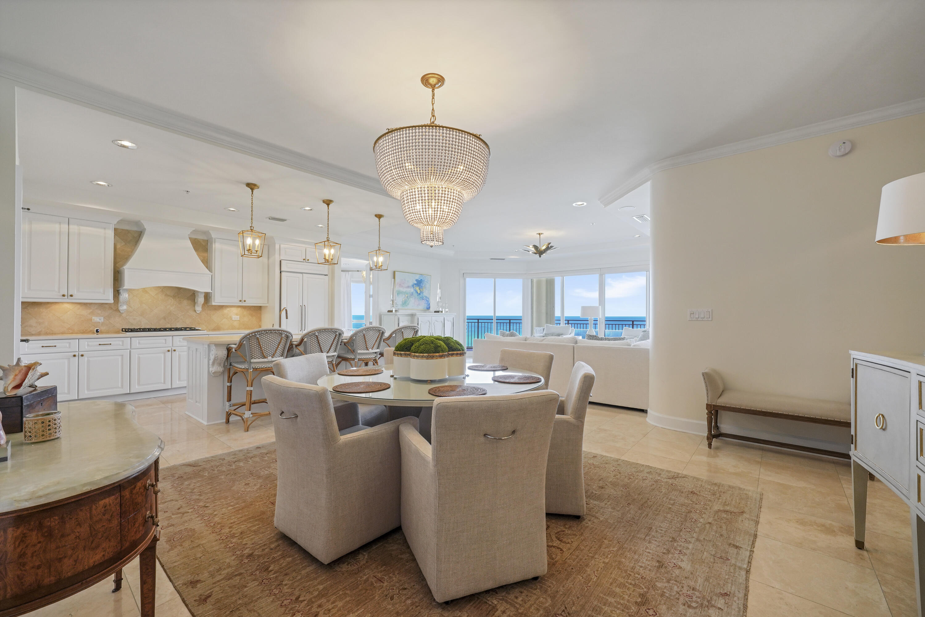 This gorgeous 3BR/3BA direct gulf front Villa boast 2,320 sq.ft of living space and is being offered furnished w/ exception of personal items & photos. It is perfectly located on the 5th floor of Grand Dunes South Tower with absolutely incredible views of the emerald green waters of the Gulf and sugar white sands of South Walton! From the moment you step off of the semi-private elevator into the private foyer of this unit, you will immediatley notice the beauty and grandeur that this beautiful villa has to offer! Features of this unit include: Custom painted elevator doors in the private foyer, faux painted ceilings and walls, high-end lighting fixtures & chandeliers, ''premium'' top of the line appliance package which includes a natural gas ''Viking'' cooktop & ''Viking'' oven. Other features include: travertine flooring throughout, custom window treatments, plantation shutters, stained glass arched doorway, can lighting throughout, custom cabinetry w/ soft-close drawers in kitchen & baths, crown molding, Kohler plumbing fixtures and custom sinks, custom Corian countertops in kitchen w/ oversized porcelain Kohler sink, "remote controlled" solar shades in the living area, solid wood doors & closets, and 8' interior doors off the private foyer, entry to the Master and Gulf front guest. Master bedroom features; trayed & coffered ceiling w/ backlighting, "His & Hers" walk-in closets with wooden built-in shelving, floor safe, and a Gulf front seating area. The Master bath features; Italian Marble vanity, flooring and tub & shower surround, dual head "Kohler" steam shower with custom fixtures, custom stone vanity sinks, separate jetted tub and water closet. This villa also has an 11' deep, gulf front balcony with over 350 sq.ft of space, along with a built-in natural gas grill, beautiful balcony furniture and all protected by "hurricane shutters".
You must see this gorgeous one of a kind Villa to truly appreciate all of it's beauty!
Grand Dunes offers: "Super Quiet Interiors", semi-private elevators leading into the private foyer of your Villa, 24 hour security, gated entry, lush landscaping, 2 levels of gated underground parking for Owners, , private heated pools and hot tubs, Owner's Lounge with Fitness Room, Over-Flow Suites for guests, 200' of deeded beach and a Lagoon Style Gulf Front grand pool area, lighted waterfall and beach service.

Call to schedule your private viewing of this beautiful villa today!

"Grand Dunes is the Emerald Coast's Most Desired Rental Restricted Beachfront Development"