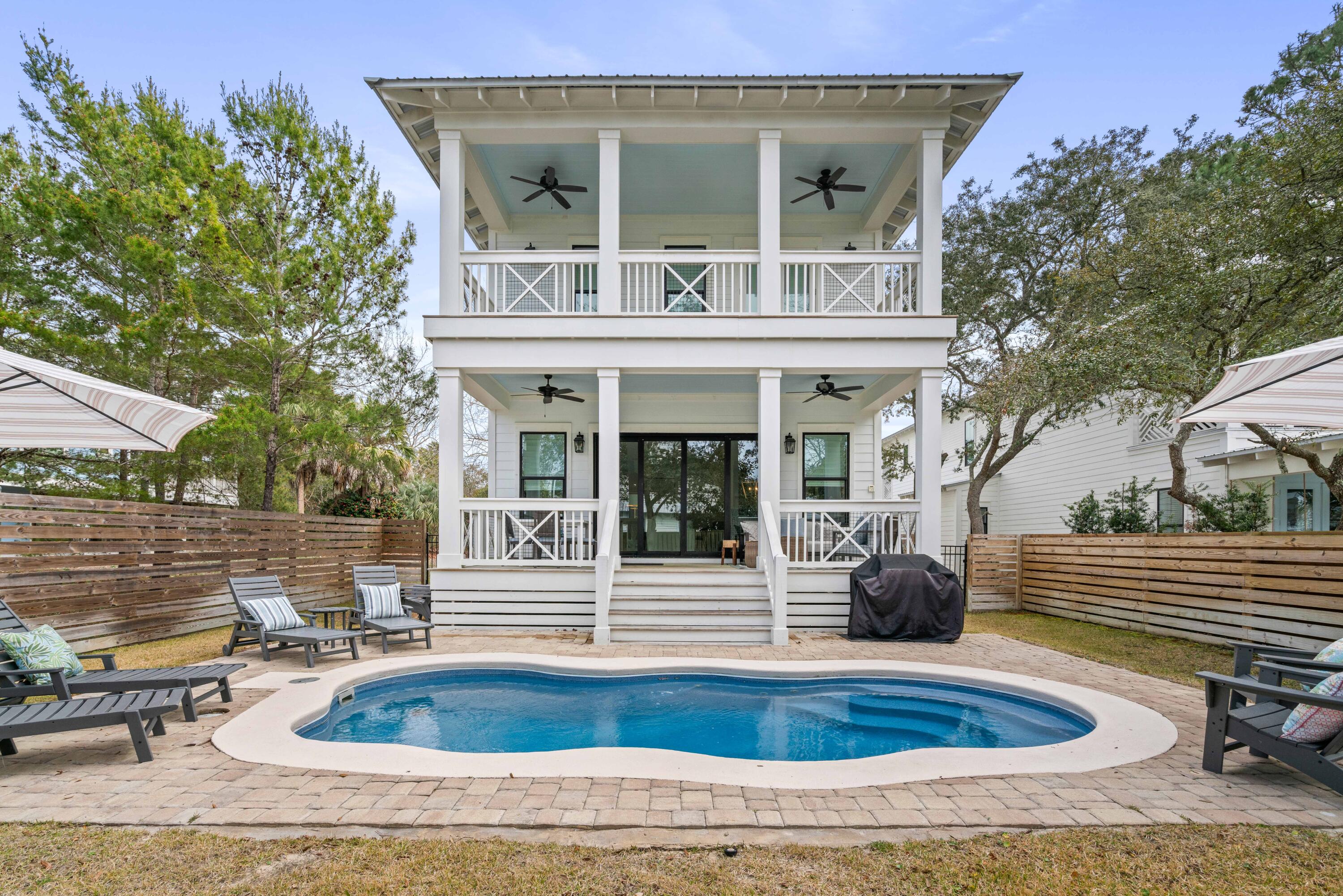 Open for Private Showings! Previously booked solid as a luxury short-term rental from Memorial Day through Columbus Day, this home was rarely available to tour. Now, with peak season complete, it's ready for discerning buyers to experience firsthand. Welcome to your perfect vacation retreat, 'Good Thyme', in Seagrove Beach with a heated pool!  This spacious, beautifully appointed 30A beach house offers everything you need for a luxurious and relaxing getaway. With 4 bedrooms, a dedicated bunk room, and 4.5 bathrooms, there's plenty of room for the whole group to enjoy.  Key features: open floor plan, 2-car garage, heated pool, includes golf cart, extra parking, easily accommodates