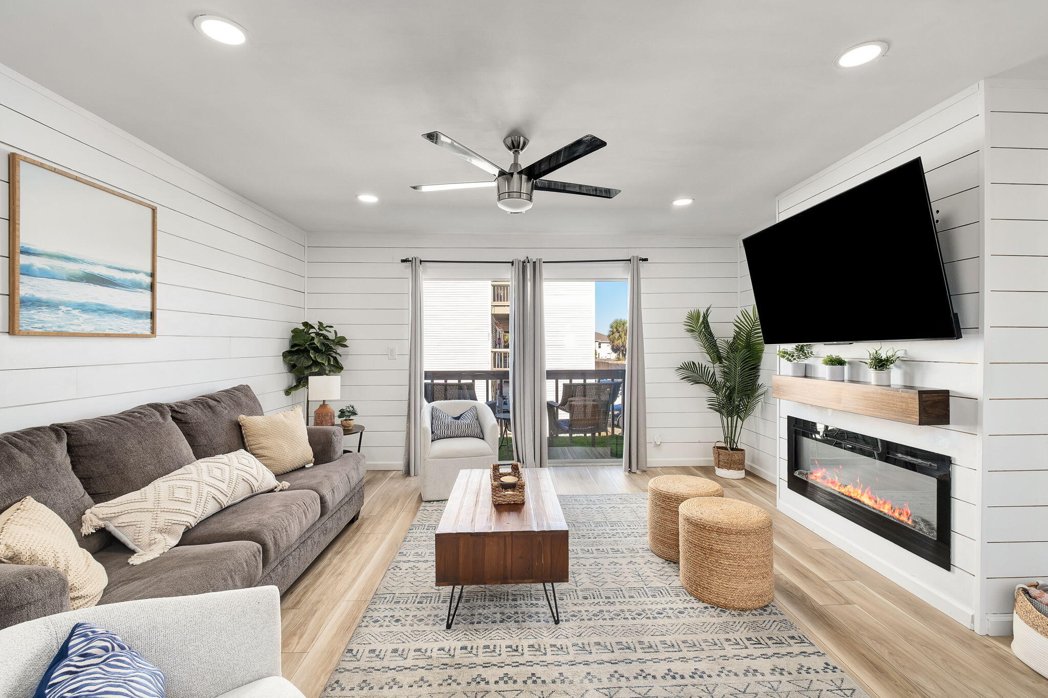 Must see! This beautifully renovated 2-bedroom, 2.5-bath condo located on desirable Okaloosa Island, perfectly positioned between Destin and Fort Walton Beach. This thoughtfully updated home features an open and inviting floor plan with new luxury flooring throughout, porcelain tile in the bathrooms, recessed lighting, and a fully updated kitchen with refreshed cabinetry, countertops, and appliances.

The spacious living area is ideal for both relaxing and entertaining, highlighted by a newly installed fireplace set against a stylish shiplap accent wall. The kitchen seamlessly overlooks the living room, creating a functional and welcoming space for gatherings. Enjoy the coastal lifestyle with the beach just a short walk away, along with close proximity to the Okaloosa Island Boardwalk offering dining, shopping, fishing, and entertainment. Convenient access to both Destin and Fort Walton Beach provides even more options for restaurants, attractions, and everyday conveniences.

This property is well suited as a primary residence, second home, or vacation rental opportunity, offering comfort, style, and an exceptional island location.