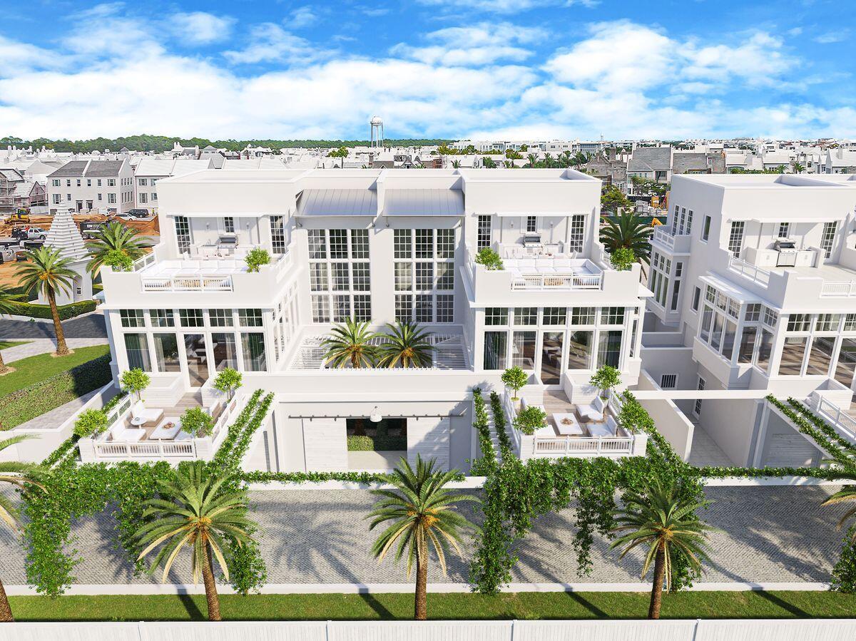 Now is the time to secure this meticulously designed new-build villa on the coveted south side of 30A that beautifully combines luxury living with an extraordinary coastal lifestyle. Designed around an open courtyard, three levels of sublime comfort offer a seamless indoor-outdoor lifestyle with amazing coastal views. Tall windows welcome sunlight throughout this light and airy villa, softened by natural elements and neutral decor. Behind a two-car garage, there's an entrance hall with elevator and doors leading to a secondary guest suite and a guest bedroom, both with private baths. The second floor is the hub of upscale living with a great room perfect for entertaining. The gourmet kitchen is enviably equipped and includes a separate pantry and laundry for hiding everyday items neatly out of sight. The sleek breakfast bar provides a natural hub for breakfasts and evening cocktails before drifting out to relax on the gulf terrace. Also on this floor, the stunning master bedroom provides the convenience of intimate living all on one level when guests depart. The third floor delivers breathtaking views of the coast and community from the panoramic roof terrace. Sizzling steaks and icy drinks are easy to conjure up in the summer kitchen while still engaging in social conversation. Another spacious master bedroom has is own bathroom, walk-in closet and private balcony for greeting the sunrise. Last but not least, a state-of-the-art media room provides a den for enjoying your favorite sports or movies on the big screen. The enviable resort lifestyle at Kaiya Beach surrounds this high-end property. Verdant landscaping and cobblestone paths lead directly to the beach. Look forward to strolling on the soft white sand while communing with pelicans, dolphins and flocks of sanderlings. The Beach Club is the ultimate place to enjoy the gulf-front setting. Plush seating invites you to relax around the private pool within sight and sound of the gently turning waves. With boutique shopping and exquisite dining nearby, this resort is the pinnacle of 30A living.