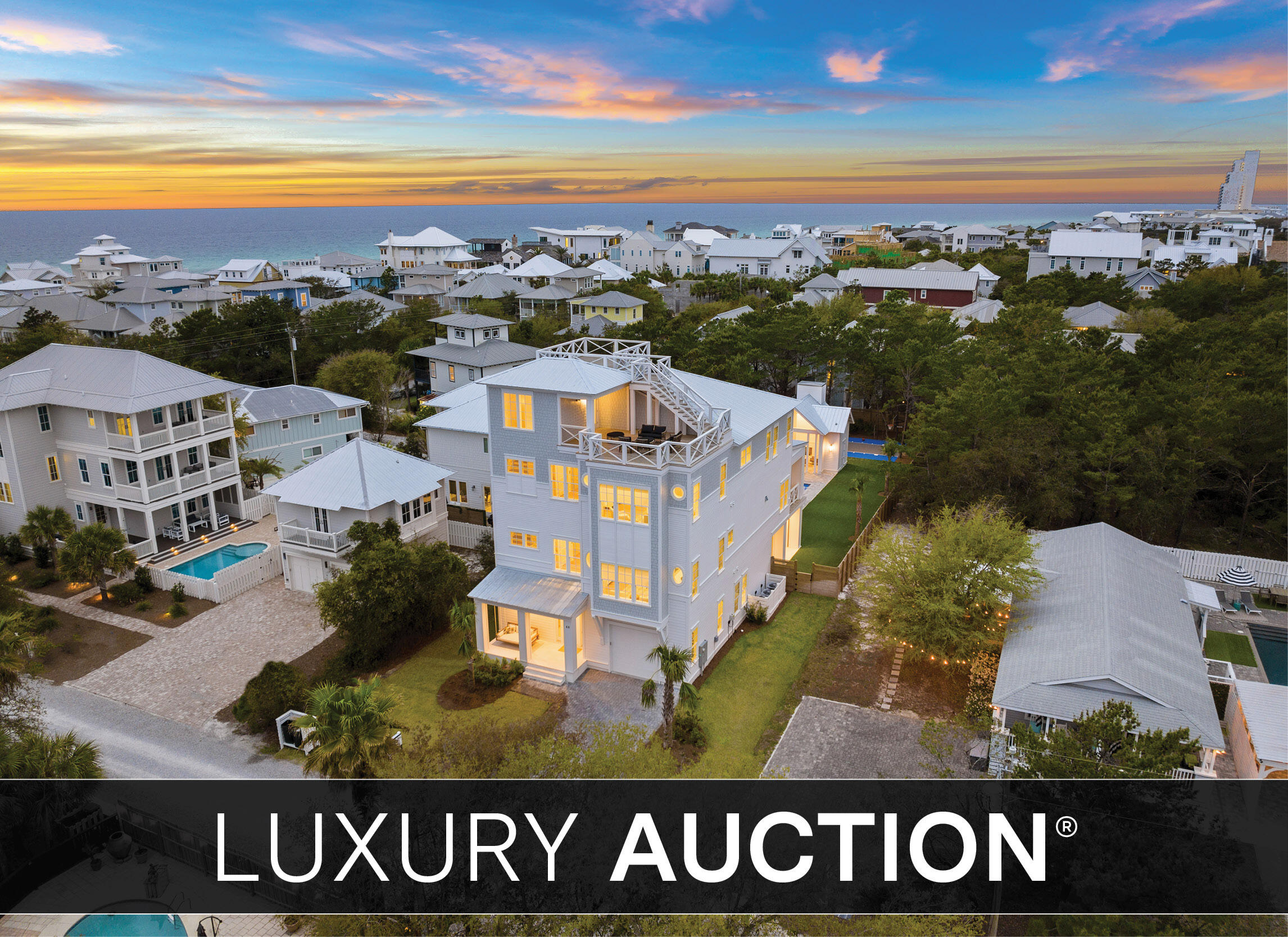 On June 1st, this spectacular estate with luxe amenities will be sold at Luxury AUCTION WITHOUT RESERVE! List price is for REFERENCE ONLY. Offered in cooperation with Platinum Luxury Auctions. Inquire for details. (Recent appraisal at $5.6M) Welcome to 49 Brown St, a stunning new construction nestled in the heart of Seagrove Beach, FL. This modern coastal retreat offers the perfect blend of luxury, comfort, and convenience, making it an ideal choice for those seeking an extraordinary living experience. With its impeccable design and prime location, 
Situated on a rare estate-size lot south of 30A, this home offers an incredible outdoor oasis for relaxation and entertainment. This home presents an exceptional opportunity to indulge in the unparalleled beauty of the 30A area. ** All information and dimensions to be verified by Buyer.