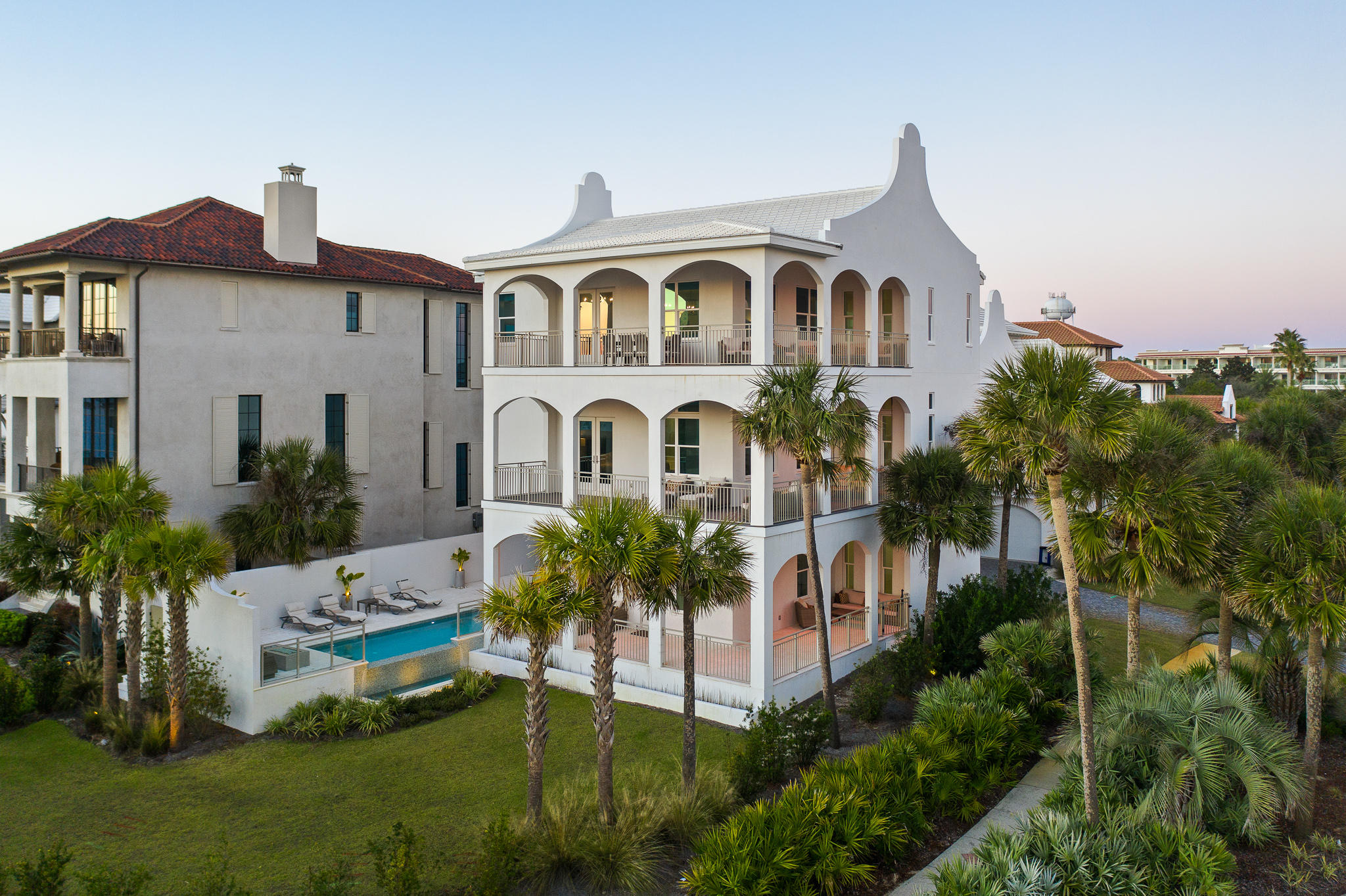 Located in an exclusive gated community between Seacrest and Alys Beach, ''The Preston'' is an easy bike ride into Rosemary Beach & all the nearby attractions. The Preston is a beautiful newly-built, custom home that features gorgeous details such as; custom mosaic glass tile throughout the kitchens and bathrooms, handcrafted quarter-sawn white oak floors and reflective glass on the outdoor fire feature. Enjoy the 6 bedrooms and 6 bathrooms; plenty of space to spend time with family and friends. 
Afterwards retire to either the gorgeous outdoor space, with a private heated infinity-edge pool, gas grill and seating for eight; or to the private sugar-white beaches with private access located less than 50 yards from 124. Enjoy the sunshine and tranquility.