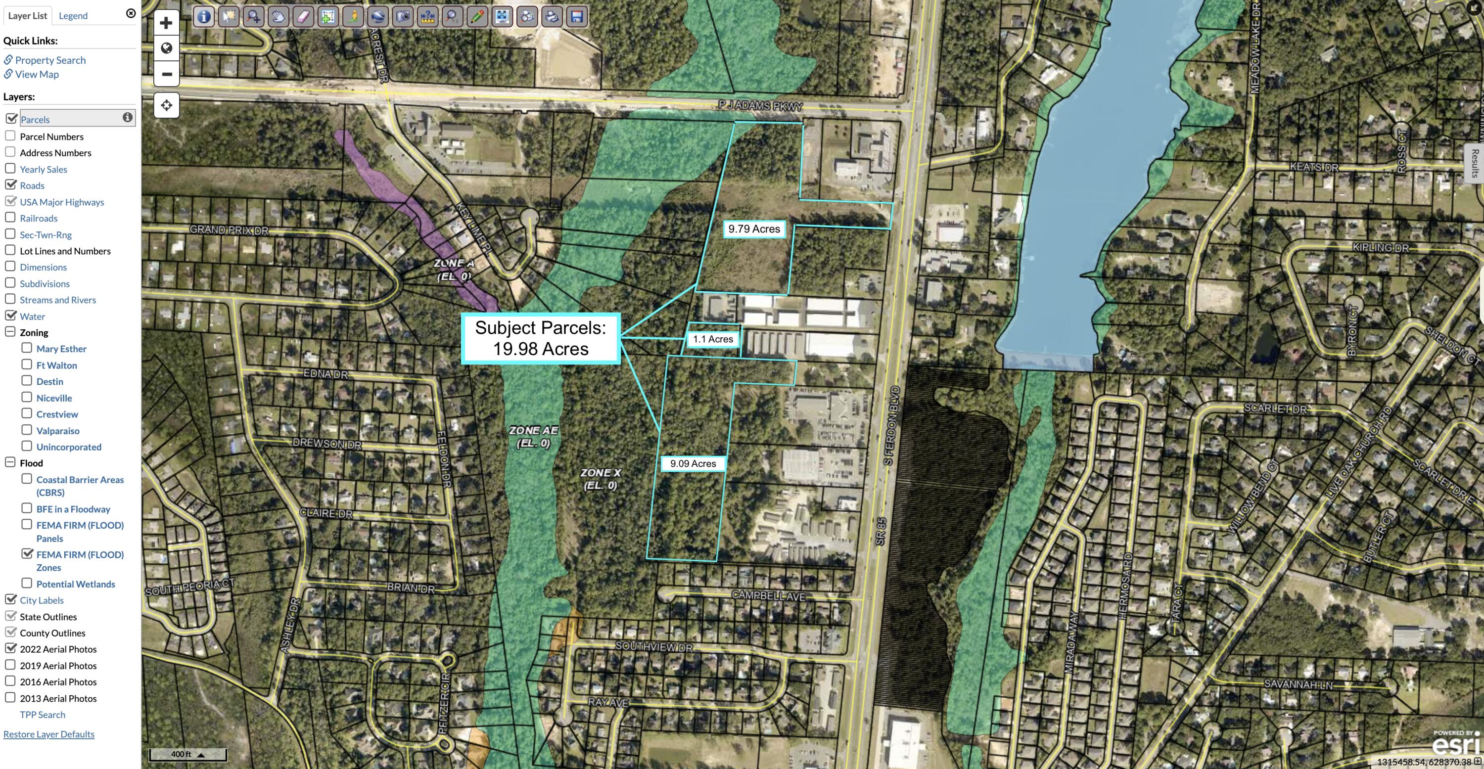 NBI Properties is pleased to announce a terrific opportunity to purchase 19.98 acres in the most robust commercial real estate market in Florida.  The property is positioned within a high-traffic corridor with 345 front feet on PJ Adams Pkwy and 130 feet fronting Ferdon Blvd South with a combined traffic count of 63,000 vehicles per day. Zoned C-1 allowing a variety of commercial uses, the subject property is within one to two miles of Walmart, Crestview Commons, several hotels and restaurants, Hospital, Healthcare Providers, and easy access to Interstate 10.