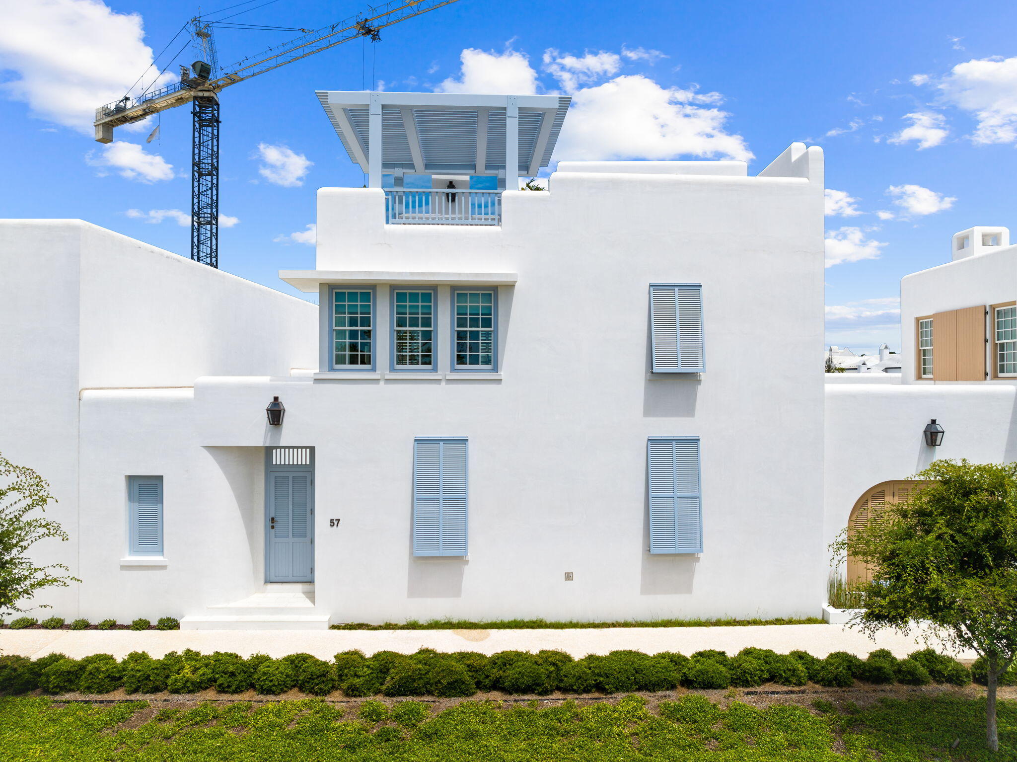 Timeless luxury meets gorgeous live ability in this Gary Justiss designed Alys Beach home.  You're immediately welcomed in by 2 separate open, light filled covered loggias, and sunny courtyard with heated pool. Relax, unwind, and take it all in as you immerse yourself in this seamless floor plan, meticulously designed by interior design firm, Colgan Simon, for both entertaining and thoughtful living. This 4 bedroom home offers dual primary suites - one on the main level and one on the second, with an additional 2 guest suites and a cozy bunk niche on the 2nd floor. Experience breathtaking views of the Gulf of Mexico and the Alys town center from the third floor's expansive terrace.   Additional features include venetian plaster, Control 4 home automation, Lutron shades, Wolf/Subzero appliances and stunning marble countertops and custom built in cabinetry.  57 N Castle Harbour is strategically positioned in Alys Beach with ease of access  to Town Center, multiple parks, the nature trail, Alys amenities and the Gulf of Mexico. 

Reigning on over one hundred and fifty acres along Scenic Highway 30A, the master-planned community of Alys Beach affords residents with a culmination of amenities including access to the sugar white sand and iconic turquoise-hued waters, the distinguished Caliza pool, the Zuma wellness center, a twenty-two-acre nature preserve, an exclusive beach club, and the vibrant town center with world-class dining and shopping venues.