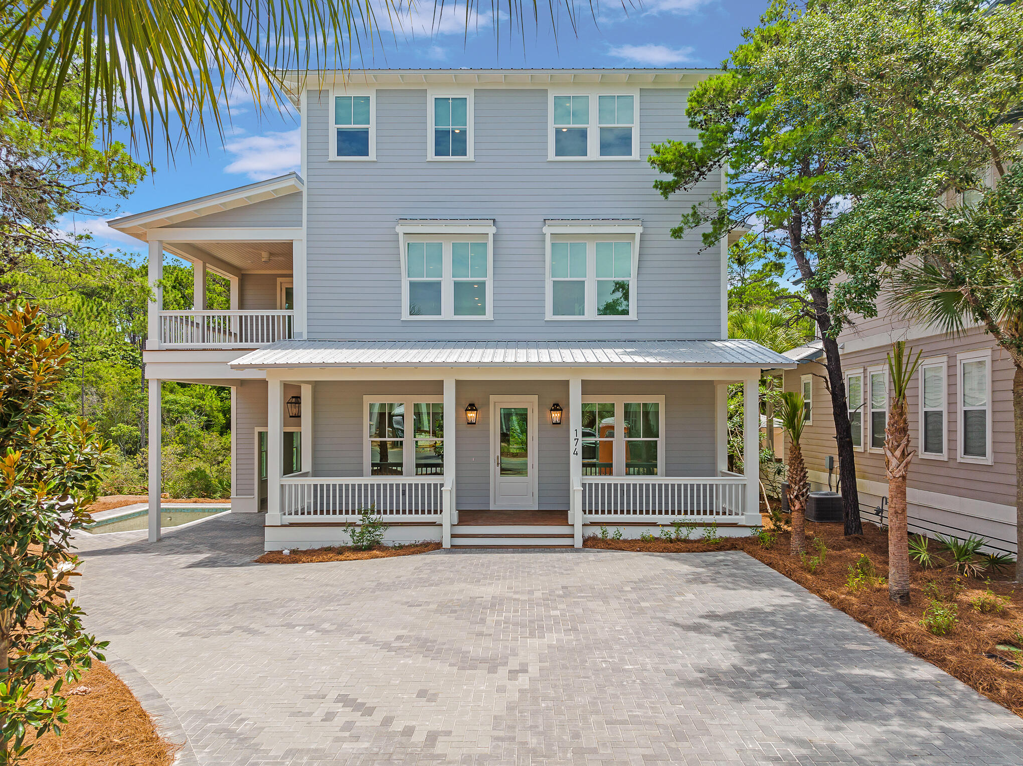 Stunning NEW CONSTRUCTION home on one of the largest lots in Seacrest located on the preserve with tons of privacy.  Home features a PRIVATE POOL, GARAGE and ELEVATOR. Perfect location between Rosemary and Alys Beach. This home features 5 bedrooms, 5 full baths (all bedrooms have ensuite bath) and 2 half baths.  1st floor has open floor plan with large kitchen open to living area and master on main along with ½ bath and laundry. As you go to 2nd floor, you'll find additional living area along with 2 bedrooms with ensuite baths, a half bath, and additional laundry area. 3rd floor has 2 more bedrooms. The outdoor space includes back porch overlooking the preserve and leads to your private pool. Community amenities include deeded beach access with seasonal tram services to the beach.  24-hour security, nature walks and resorts style pool. Seacrest Beach is located within easy biking/walking distance to Rosemary Beach, Alys Beach, 30 Avenue, and more with access to many great Shops, restaurants, and entertainment along 30A.  The seasonal beach tram services allow for quick access to the beach and tram stop D8 is just down the street from this beautiful home.