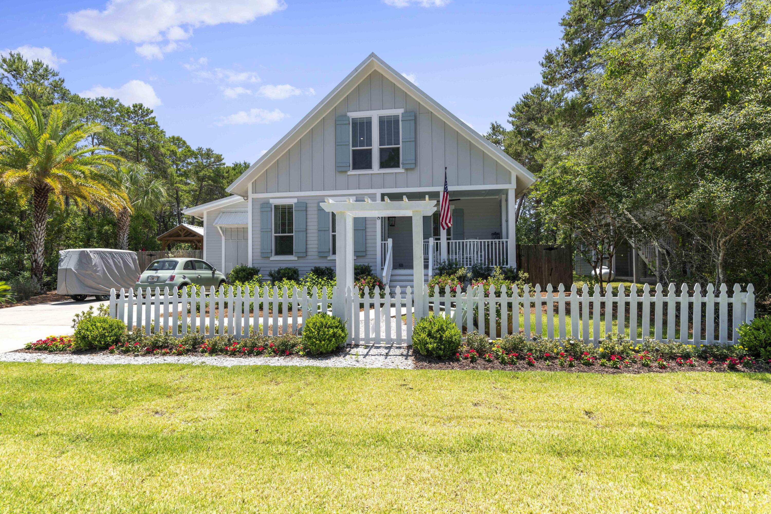 The perfect beach cottage south of 30A and just seven minutes from the front door to toes in the water.  Relax in rocking chairs on the front porch, nap in the daybed swing under the pergola or lounge in the large private pool.  With gorgeous landscaping, you will love the outdoor living spaces as much as you'll enjoy the gathering with friends and family inside.  The entire house was renovated in 2021 and is all new.  The kitchen, baths, roof, lighting, paint, etc. are all new.  The house has 5 bedrooms and 3 baths and a spacious bunk room to easily accommodate up to 15 guests.   It is the epitome of a beach escape and has only been used as a second home.  Rental projections range from 105K to 150K and it is ready to enjoy as a second home or a great revenue generating investment property Pool deck and front porch refinished May 2022.  No HOA.  Current owner has never rented since renovations.  Perfect family retreat, 2nd home or rental producing property.