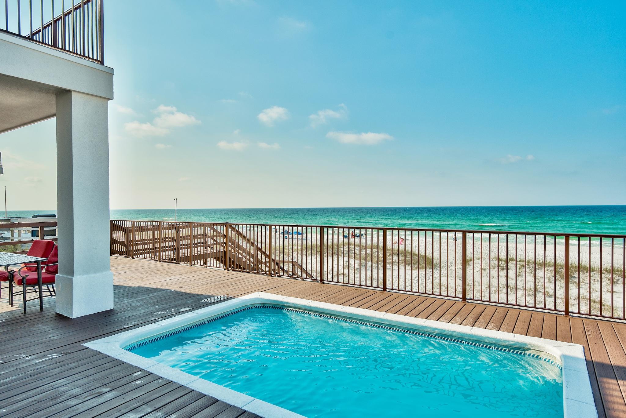 The apex of gulf front living in Destin, this sensational residence is perched high on over a half acre of pristine gulf frontage ideally located in the Crystal Beach area. The property holds a demeanor of elegance while boasting bold features including multiple private gulf front balconies and an awe-inspiring gulf front pool. The main level of the home enjoys the open floor approach while highlighting polished travertine and unobstructed gulf views. The kitchen becomes the midway point between the dining and living room and showcases an impressive 7-seater kitchen island that naturally becomes the focal point of most gatherings. The kitchen carries exceptional characteristics including custom solid wood cabinetry with sophisticated crown molding and detailed accents, built-in stainless steel KitchenAid appliances including an additional ice maker and sleek granite countertops with an ogee edged finish. The main level also provides two access points to the rear deck which reveals the awe-inspiring gulf front pool. The rear deck also has both covered and uncovered sitting, an area designated for grilling, ample room for sunbathing and direct gated entry to the flawless beaches of Destin, Florida.  

The second level consist of two gulf front suites, two additional rooms, and hallway bunks. The two gulf front master suites are both constructed with excellent use of sliding glass doors and windows resulting in unsurpassed views of the Gulf of Mexico.  To enhance the gulf front lifestyle, a private balcony is anchored to each suite to establish the very best of luxury. 

With functionality in mind, the well-designed two-tier carriage house provides both entertainment and practical living space. The first level is dedicated strictly for entertaining and boast a pool table room with ample space for social gatherings. The top level comes equipped with a fully stocked kitchen, dining and living area as well as two bedrooms. To ensure maximum convenience both bedrooms are equipped with a private bathroom.  

The residence is not located inside of a Home Owners Association; customarily, improving your net return and the ability to use the property in a less restricted manner.