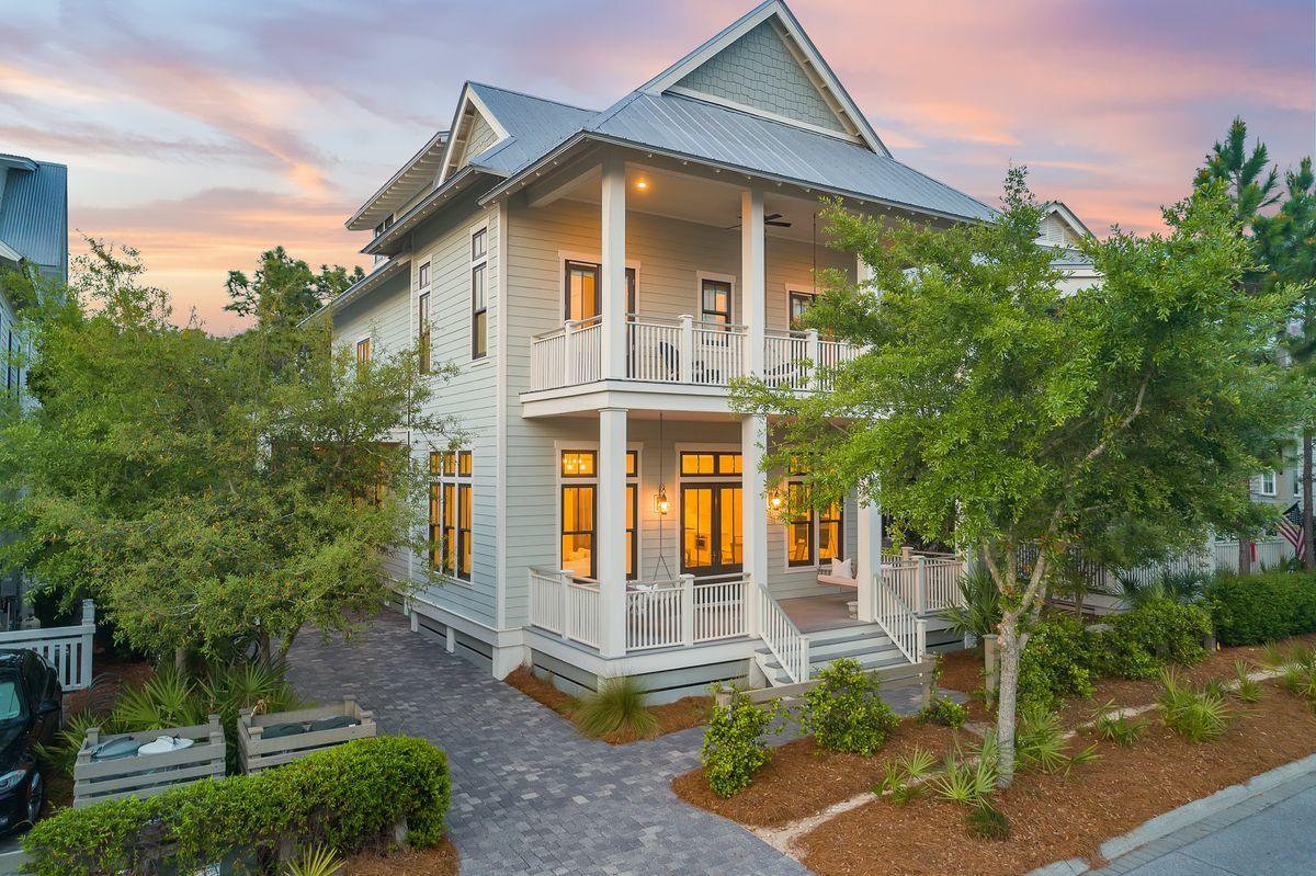 Southern architectural splendor juxtaposed a pristine renovated interior defines this primely located PH3 Watercolor retreat perfectly positioned close to the bike bridge leading to the Watercolor Boathouse and newly renovated Watercolor Beach Club. This well maintained home offers an impressive three story vertical footprint complete with 3,917 square feet which includes five bedroom suites as well as an additional bunk room + bonus space. Fully renovated in 2017, notable improvements include a centralized chef's kitchen complete with custom Thermador appliances, gorgeous cabinetry, ship-lap walls and contemporary oak flooring throughout, all of which was masterfully curated and accentuated by designer furnishings. The open floorplan perfectly caters to entertaining and offers the recent addition of a private resort style pool area, outdoor summer kitchen as well as two spacious covered porches including a screened lanai in the rear to enjoy the warm summer breeze from this charming beach escape. Other notable features include covered parking as well as ample driveway space with an optimal floorplan arrangement for sleeping multiple families. This property would make the perfect second home or vacation rental with it's prime location and quality fit & finish. Watercolor is located at the center of 30A surrounding Seaside FL and offering unparalelled amenities including access to Western Lake as well as walking distance to world class shopping, restaurants and local entertainment.