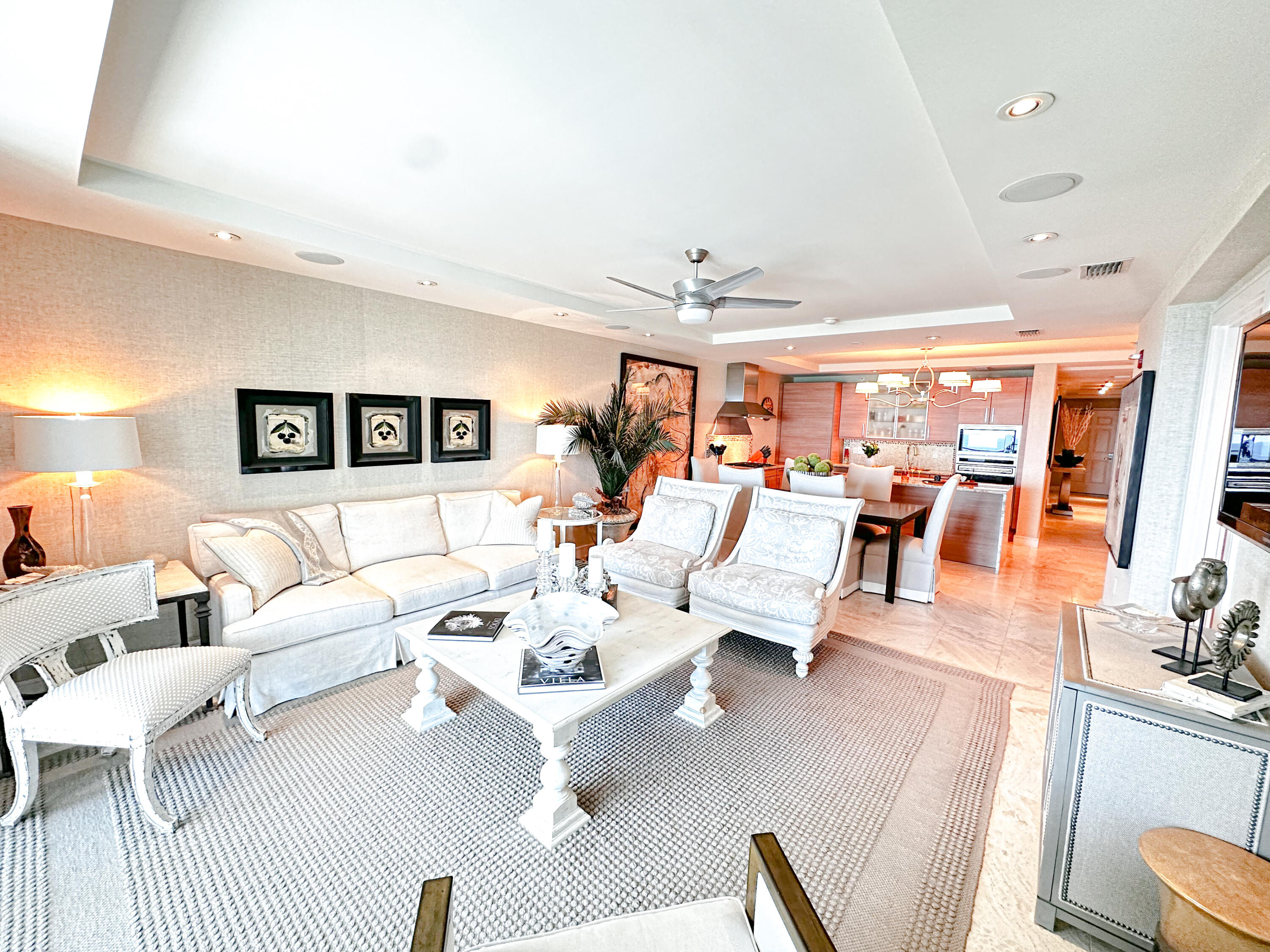 A rare opportunity to own in the highly coveted, seldom available Park Place on Seagrove Beach. A private elevator from the garage brings you to this impeccable and luxurious condo with floor to ceiling views of the Gulf of Mexico from both the living area and the primary bedroom. The gorgeously appointed primary bedroom offers an ensuite bath with separate water closet, soaker tub, separate shower and dressing area. A second primary bedroom offers a spacious bath with a spa like shower. There are two additional well-appointed bedrooms that share a spacious ensuite bath with large shower and granite counter tops. The open kitchen with its oversized granite island is a chef's dream offering stainless Sub-Zero and Wolf appliances. A separate wetbar area with wine refrigerator and mirrored shelving for glasses complete this entertainer's dream kitchen.  The dining area offers a large dining table that generously seats eight. The beautifully decorated living area is adjacent to the floor to ceiling glass doors that lead out to an incredible balcony with sweeping views of the impeccable Park Place grounds and the emerald blue waters of the Gulf.   The condominium's high end decorative features include grass cloth wallpaper, stone tiles, and coffered ceilings.  Park Place is a luxury gated and rental free community.  The  beautiful and meticulously manicured grounds of Park Place offer residents a large heated pool, splash pool, separate hot tub, cabanas, grilling area, separate fire pit area, a state of the art gym, plenty of guest parking  and over 200ft of deeded beach access.  With only 19 residences in the entire complex, owners will bask in privacy and quiet making for the ultimate in relaxation.