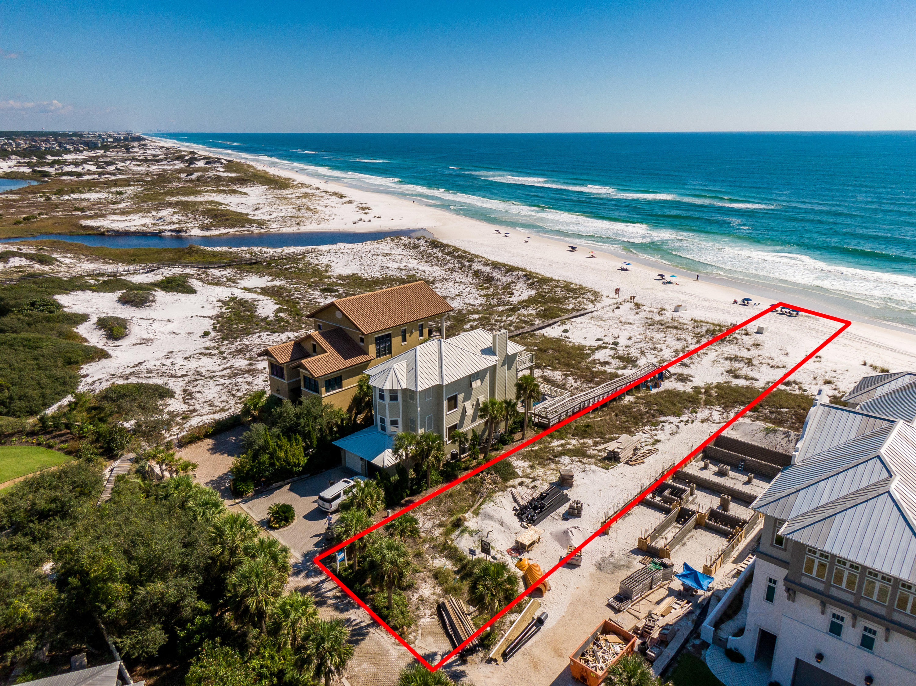 Outstanding Gulf Front lot with 47ft of beach frontage. Perfectly located on a dead end street, just 2 lots over from Deer Lake State Park and all upscale homes around, this perfectly located lot offers the ultimate in seclusion and privacy. Plans by Savoie Architects are included along with construction bid from Arkon Construction to build an all concrete home with 6240 sq. ft home with 8 bedrooms, 8 full bathrooms and 2 half bathrooms. The plans also feature multiple outdoor living areas, a pool over looking the gulf, 2 laundry rooms and a 2 car garage.
Call today for more info on this one of kind lot and build ready plans.