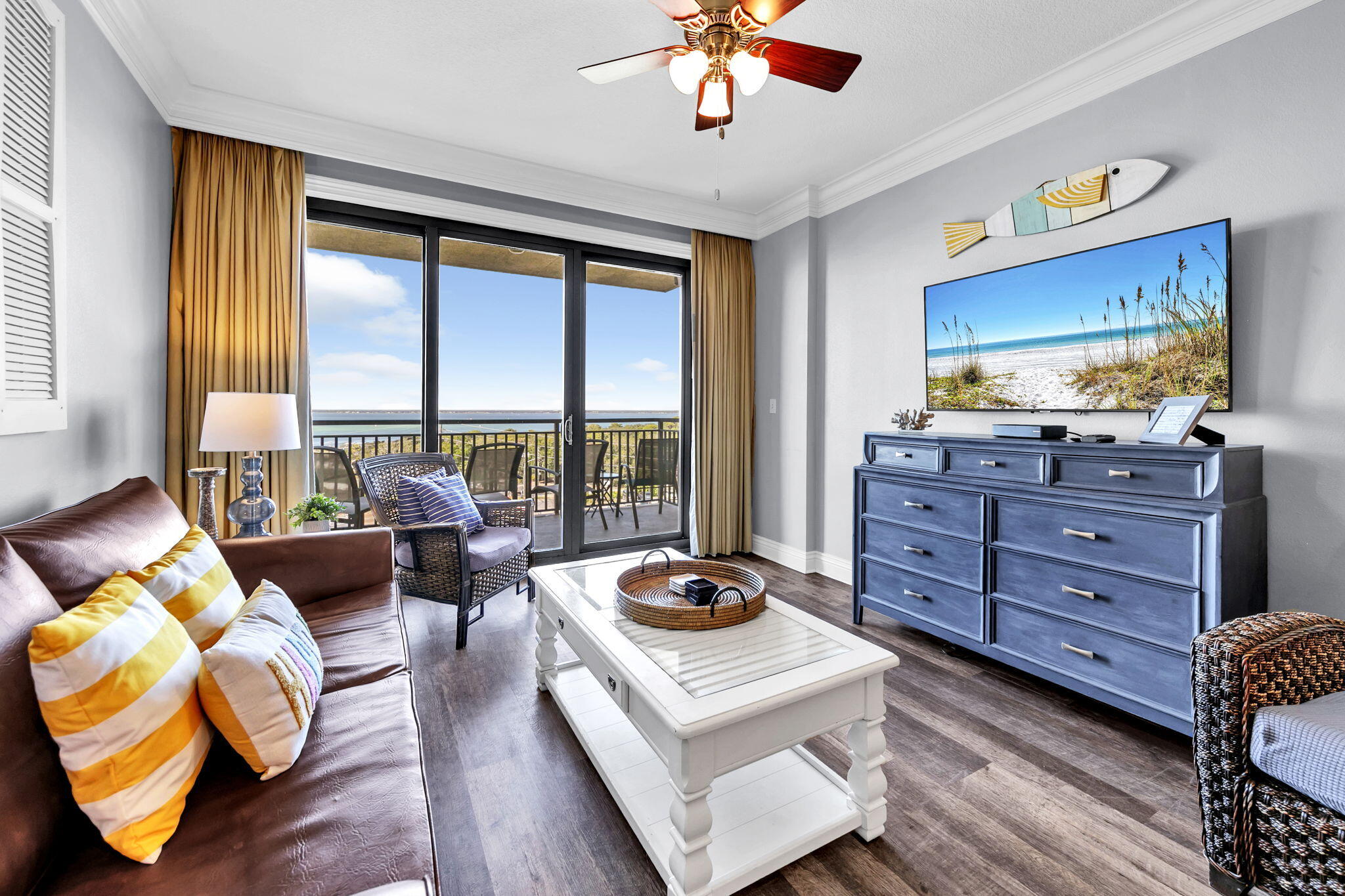 $106K -$138K RENTAL PROJECTION - Beautifully maintained and decorated 3 bedroom/3 bathroom waterfront condo in the popular Emerald Grande resort! Enjoy breathtaking views of Crab Island, the Gulf and intercoastal waterway from the 2 balconies - including an incredible sunset view. This unit is truly a turnkey investment property, ready to welcome guests immediately . Emerald Grande's amenities are unmatched - private beach with shuttle transportation, zero entry outdoor pool, 2 hot tubs, indoor pool, pool bar, huge fitness center, onsite spa and restaurant, EV charging stations and so many more! Emerald Grande sits on the Destin Harbor giving you amazing views and access to everything Harborwalk Village has to offer just steps away - restaurants, shopping, entertainment,  watersports. Guests love parking their car upon arrival and not having to get back in until it's time to go home!