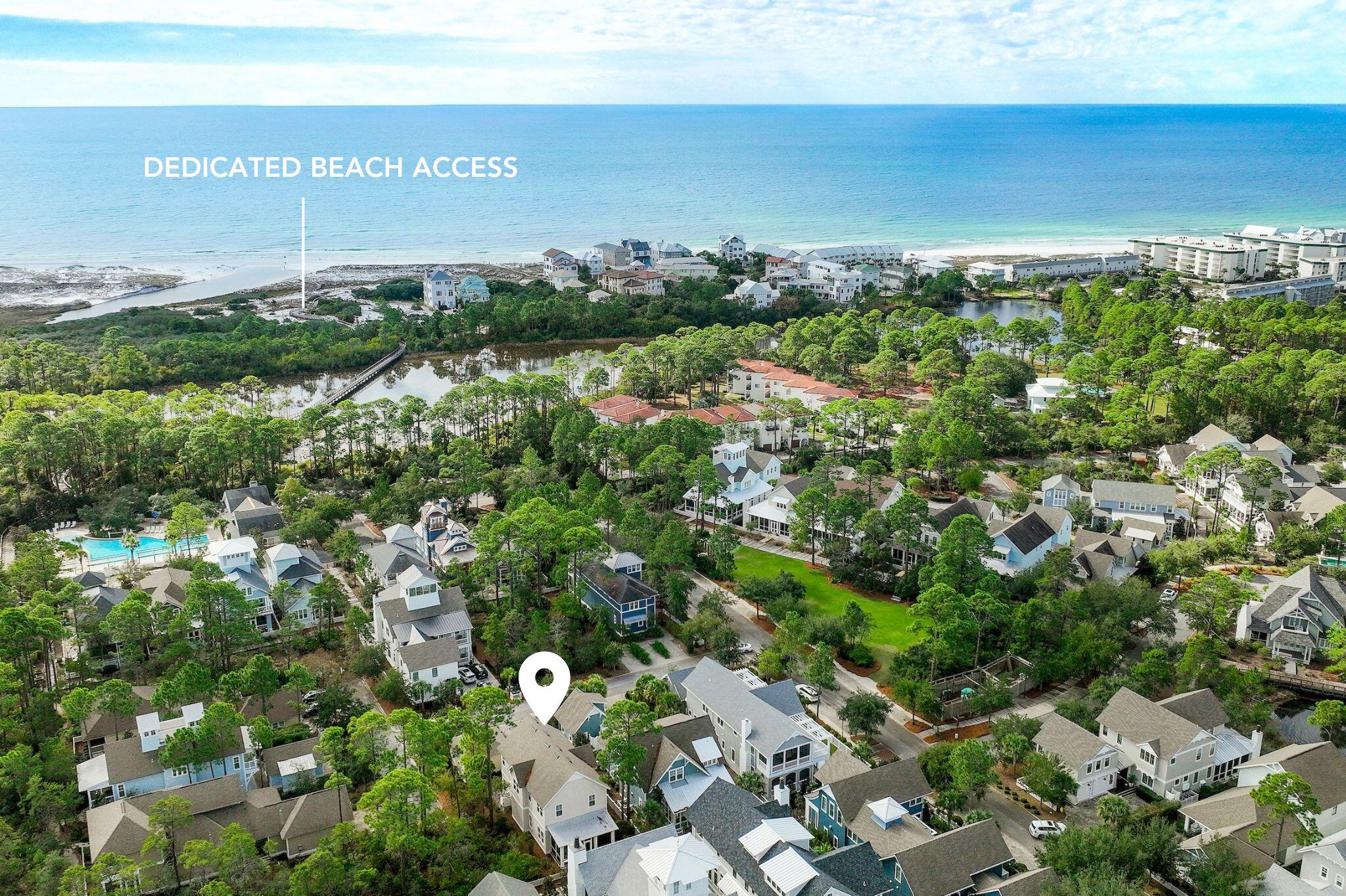 Residing behind the private gated enclave of WaterSound West Beach in the sought after Park District, this like-new David Weekly Home seamlessly blends luxury accommodations with an inviting coastal flair. Upon initial approach, the stately paver driveway bordered by lush vegetation leads way to the impressive foyer featuring soaring ceilings, shiplap planked walls, and the stunning provincial White-Oak hardwood floors that are carried throughout. The heart of the home immediately welcomes you with a sophisticated living space meticulously designed for both relaxation and entertainment. The gourmet kitchen encompasses custom Timberland Craftsman Cabinetry coupled with stunning Carrera Marble honed countertops, an oversized 10' kitchen island with integrated seating, and a luxury appliance suite with a six-burner gas range. The screened-in porch offers a true continuation of living space perfect for gatherings along with direct access to the community boardwalk leading to the sugar white sand. A spacious first-floor junior suite with private en-suite, mudroom, pantry, storage area, and powder room complete the first level. 
Anchored by a wall of windows showcasing the beautiful views of the surrounding foliage, the primary suite is flooded with natural light and custom millwork. The luxurious ensuite affords a spa-like experience with a garden-style soaking tub, double vanity accented with a floor to ceiling glass-tiled backsplash, enclosed water closet, and walk-in wet room with both rain head and body sprayers. An additional junior and guest suite, each accessorized with walk-in closets and private-ensuites, and a laundry room complete the second level. 
WaterSound West is inspired by coastal villages with traditional block patterns, walkable streets, parks, and an architectural style that responds to the climate and to the setting's natural features.  Bordered by Deer Lake Park, a nearly a 200-acre preserve, this extraordinary community offers dedicated beach access, placing the sugary-white sands and emerald waters of the Gulf just moments away. This sophisticated, yet quaint, neighborhood provides residents with heightened privacy and an array of amenities for your comfort and enjoyment such as a resort-style swimming pool with outdoor grill and fireplace, beautifully crafted boardwalks, a puttering park for all ages, and plenty of parks, winding trails, natural areas, while remaining geographically poised near all of the acclaimed dining and entertainment venues 30A has to offer. 
With impressive rental income projections totaling $100,000 per year, 29 Blue Moon Lane is offered fully furnished and is a true turn- key home, presenting a compelling opportunity for investors and full-time or second-home residents alike. Inquire today to arrange a viewing and start envisioning the coastal lifestyle you deserve.