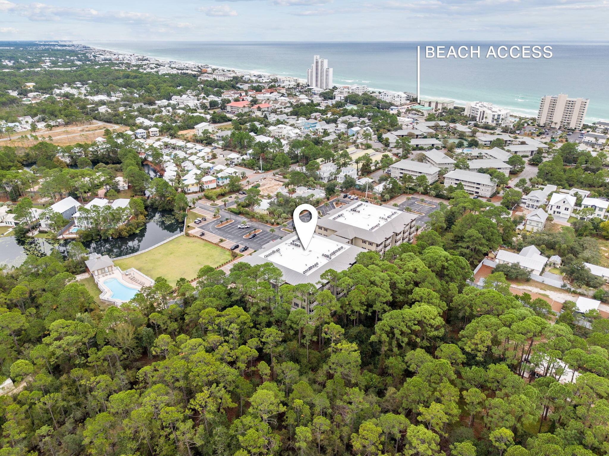 Pristine Emerald Coast beaches, rare coastal dune lakes, and scenic natural spaces surround this beautiful condo in Seagrove Highlands, offering the best of 30A living. Just north of iconic Scenic Highway 30A, you're within easy walking distance to the beach, local dining favorites, and lively bars. Explore Eastern Lake or Point Washington State Forest hiking trails within a mile, or enjoy a quick drive to Gulf Place Town Center and Pilcher Park, both less than 10 miles away.