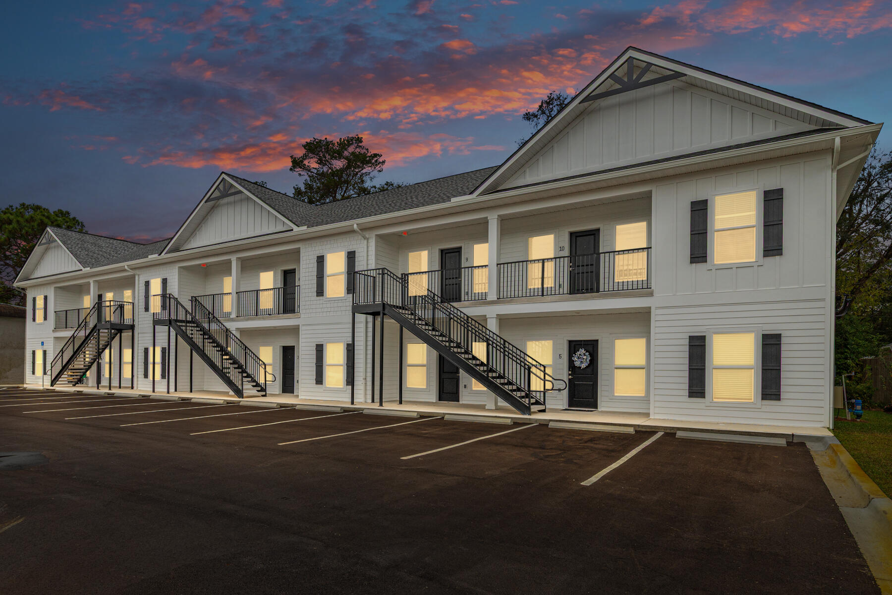 Investors, don't miss this opportunity: Ten newly constructed turn-key apartments, built in 2025.

All ten units are currently tenant-occupied with one year leases in place and rents trending upward in this market. That's instant income in one of the strongest, most consistent rental corridors on the entire Emerald Coast.

Each 2-bed, 2-bath apartment is roughly 1,055 sq ft. Open concept floor plan with a large living area that spills out through the dining room and into a modern kitchen with white shaker cabinets, granite countertops, stainless appliances, and a large peninsula. Each apartment offers a primary suite with a walk-in closet and double vanity. A spacious walk-in laundry room with washer and dryer hookups is right off the main hallway from the second bed and bath.
Location? You're in the heart of Fort Walton Beach and a short drive to the Fort Walton Beach Landing, Eglin AFB, Hurlburt AFB, local schools, and the beach. 
If you've been waiting for a set-and-forget multifamily play on the Emerald Coast, this is it. Reach out to Natalie today!