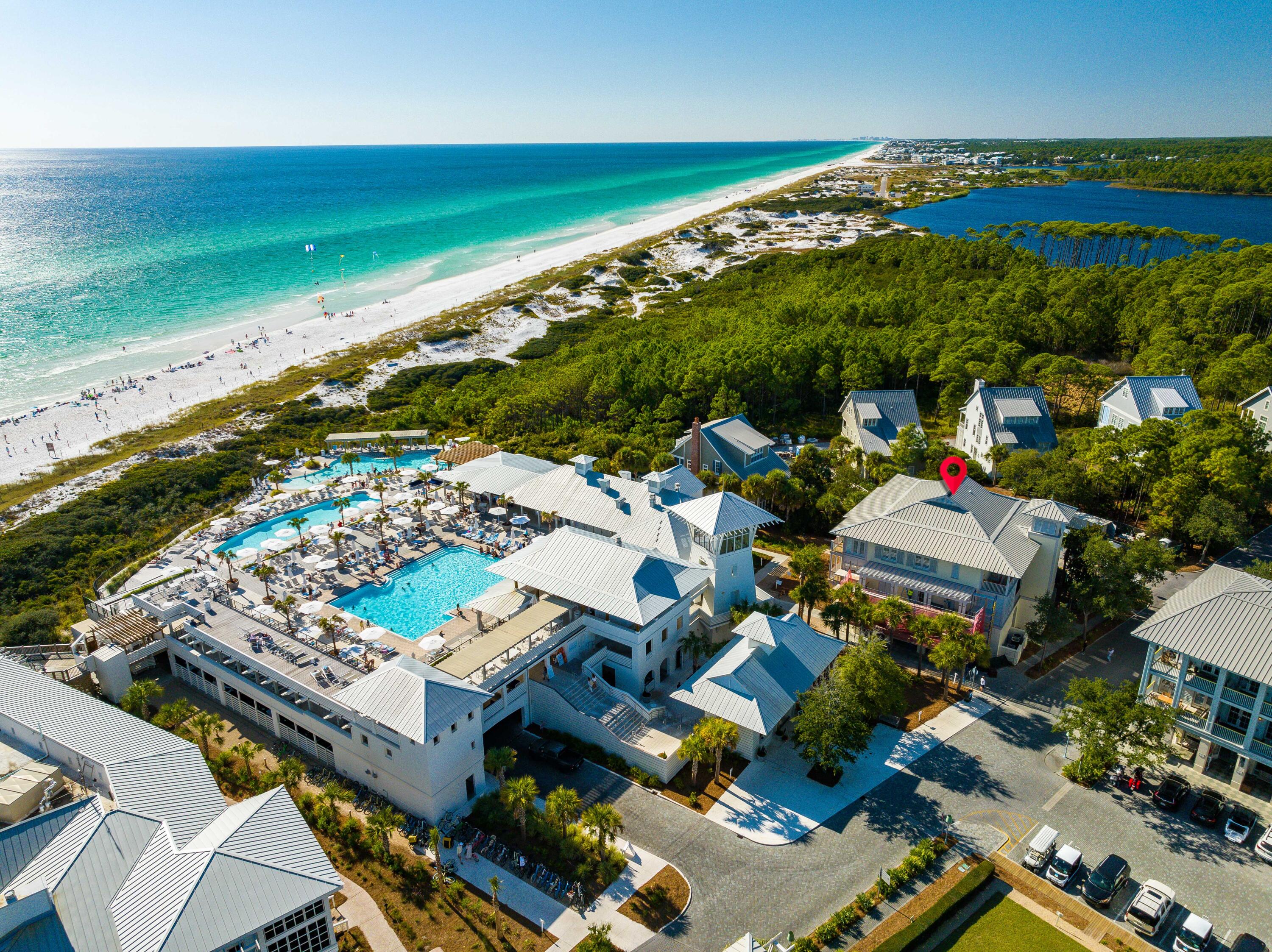 Only steps away from the beautiful Watercolor Beach Club, this stylish, top floor unit is your perfect beach retreat or rental property.  Unit 301 has never been rented and is beautifully maintained. It boasts 2BR/2BA, 10' ceilings, high-end furnishings and walls of windows which let in an abundance of light. Gorgeous gulf views can be enjoyed from the covered balcony which is accessible from both the living room and master bedroom. Only 4 units are in this newly refurbished building, each occupying half of the floor space on the second and third levels. Unit offered furnished with the exception of a few exclusions. 
Watercolor offers an abundance of amenities including the newly expanded Watercolor Beach Club and Camp Watercolor, several community pools, tennis center, boat house with canoes/kayaks/paddle boards, fishing on Western Lake, and numerous bike and walking trails.