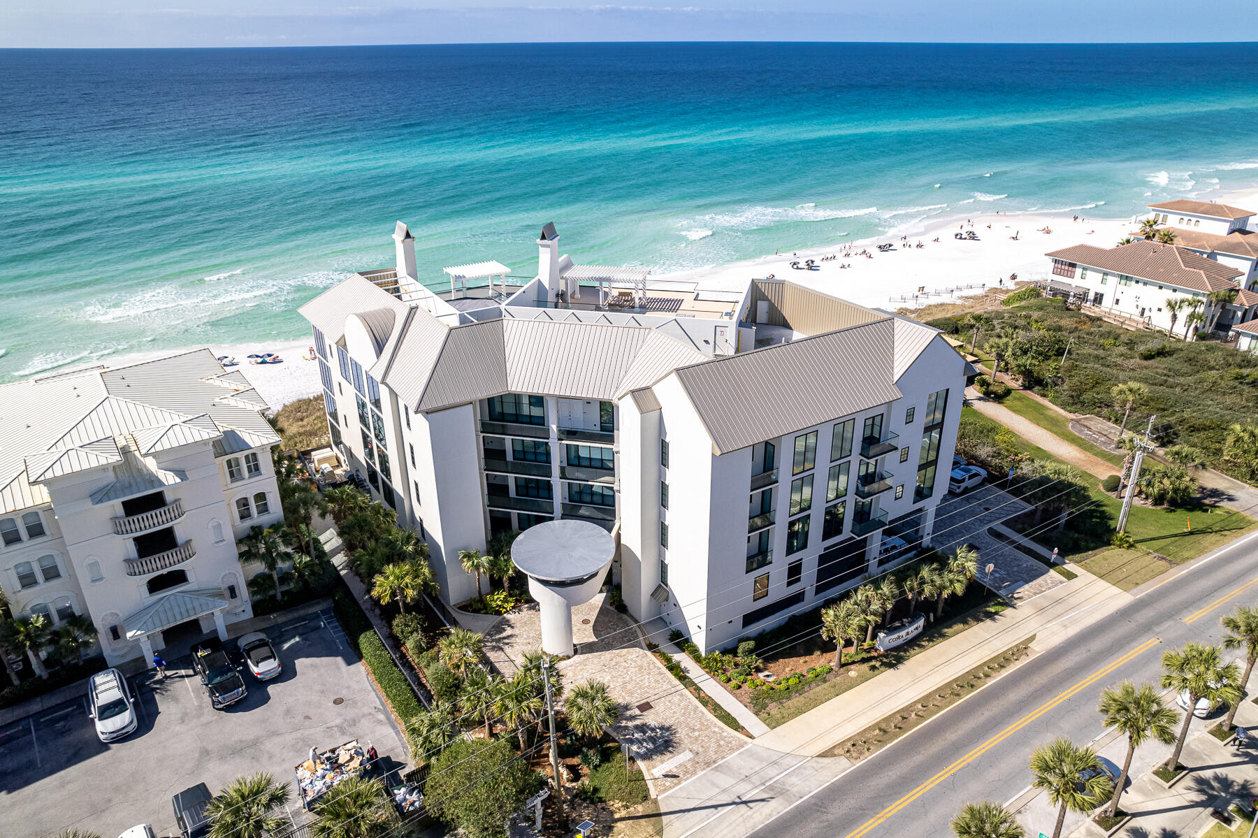 Welcome to Costa Blanca, an exclusive beachfront address on Scenic 30A.  Constructed in 2018, the ownership in this gorgeous building is limited to only (14) condominium residences, thus providing a very private setting.  It is a gated, beachfront enclave in one of the most superior locations along the most stunning stretch of scenic corridor in Santa Rosa Beach known as 30A of South Walton County, Florida.
Penthouse 400 is particularly exclusive, as its (4)-bedrooms and (4)-baths are oriented with fabulous South-Westerly views to enjoy unforgettable sunsets across the sugary-white sands of the area's world-class beach and the glistening waters of the Gulf of Mexico. 
The expansive 2,800+ square foot plan is one of the most impressive condominiums on Scenic 30A, as its tremendous ceiling volume coupled with floor to ceiling windows allow for an abundance of natural light, exuding a feeling more indicative of a house, albeit without the maintenance concerns of the persistent upkeep required by ownership of a house located on the beach.  
The finishes throughout are sensational, including, but not limited to a magnificent kitchen featuring Wolf and Sub-Zero appliances, Quartz counter-tops, and beautiful White Oak flooring. 
Ownership of Penthouse 400 also includes the two best assigned parking spaces in the gated, secured garage, which are immediately adjacent to the lobby elevator, as well as an additional storage area. 
The amenities of Costa Blanca include a resort-style pool, fitness studio, and approximately 200' of beach frontage.  
Across 30A from Costa Blanca is a wonderful mixed-use district known as Gulf Place, which offers shopping and restaurants. 
Please inquire for further details and to schedule a private showing with a minimum of 24-hours advanced notice, as the penthouse is owner-occupied.